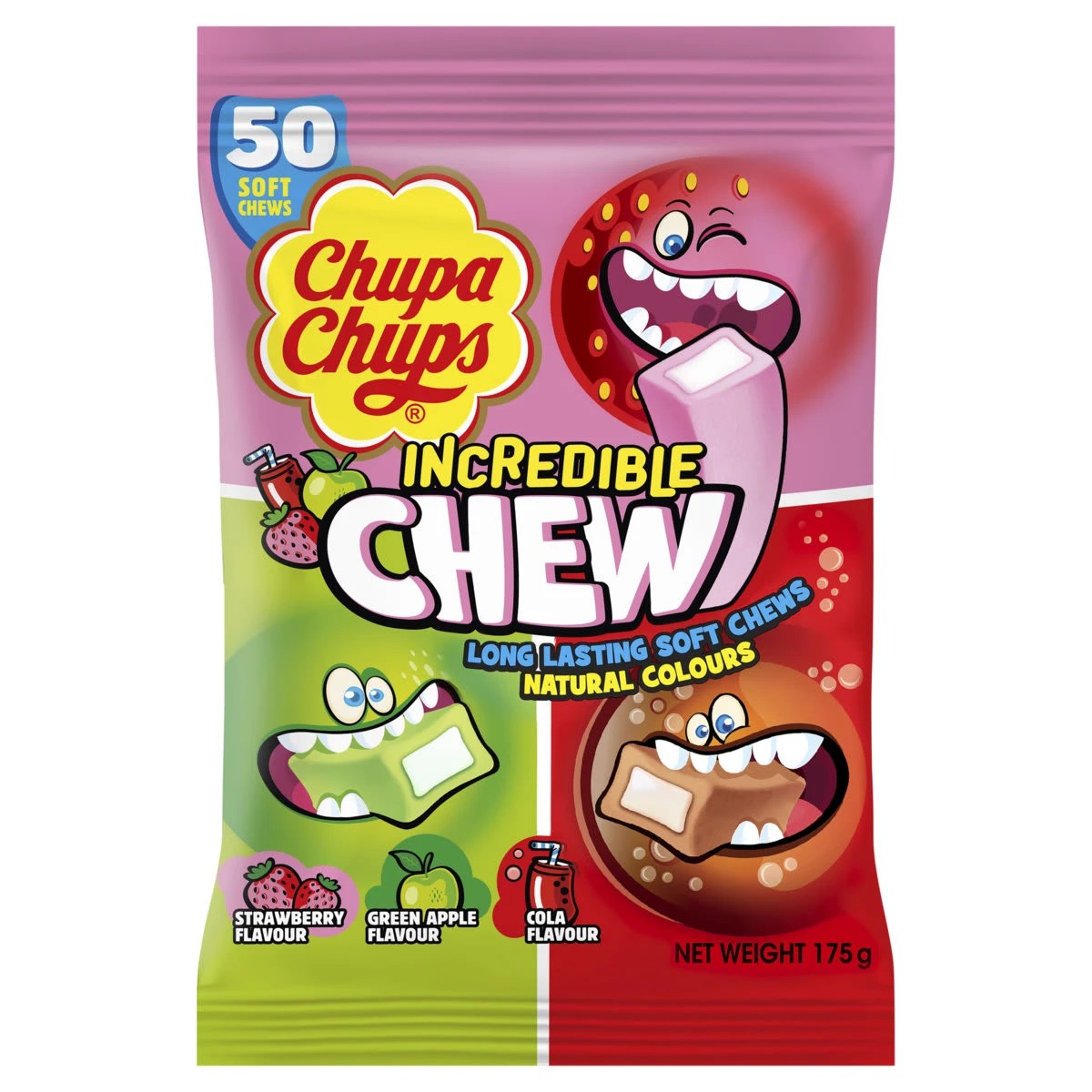 1 50 Pack Chupa Chups Incredible Chew Share Bag 175g, 1 of 3