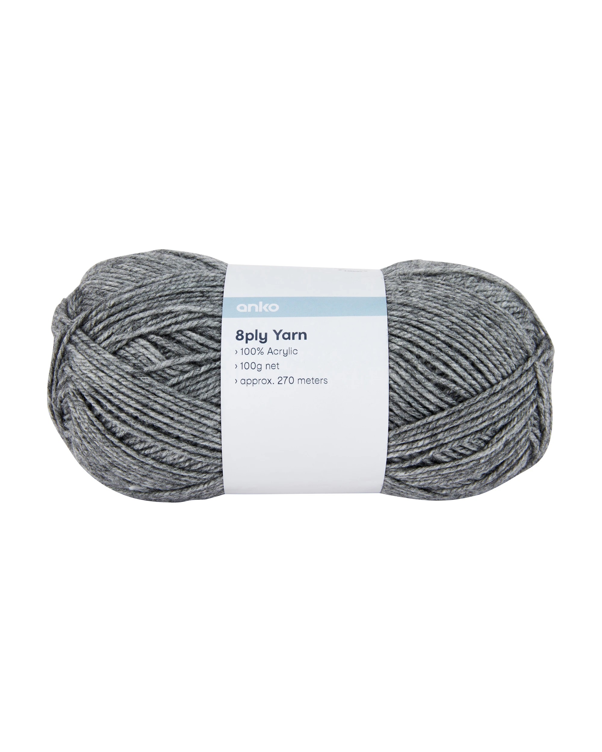 1 8 Ply Acrylic Yarn 100g – Mid Grey, 1 of 3