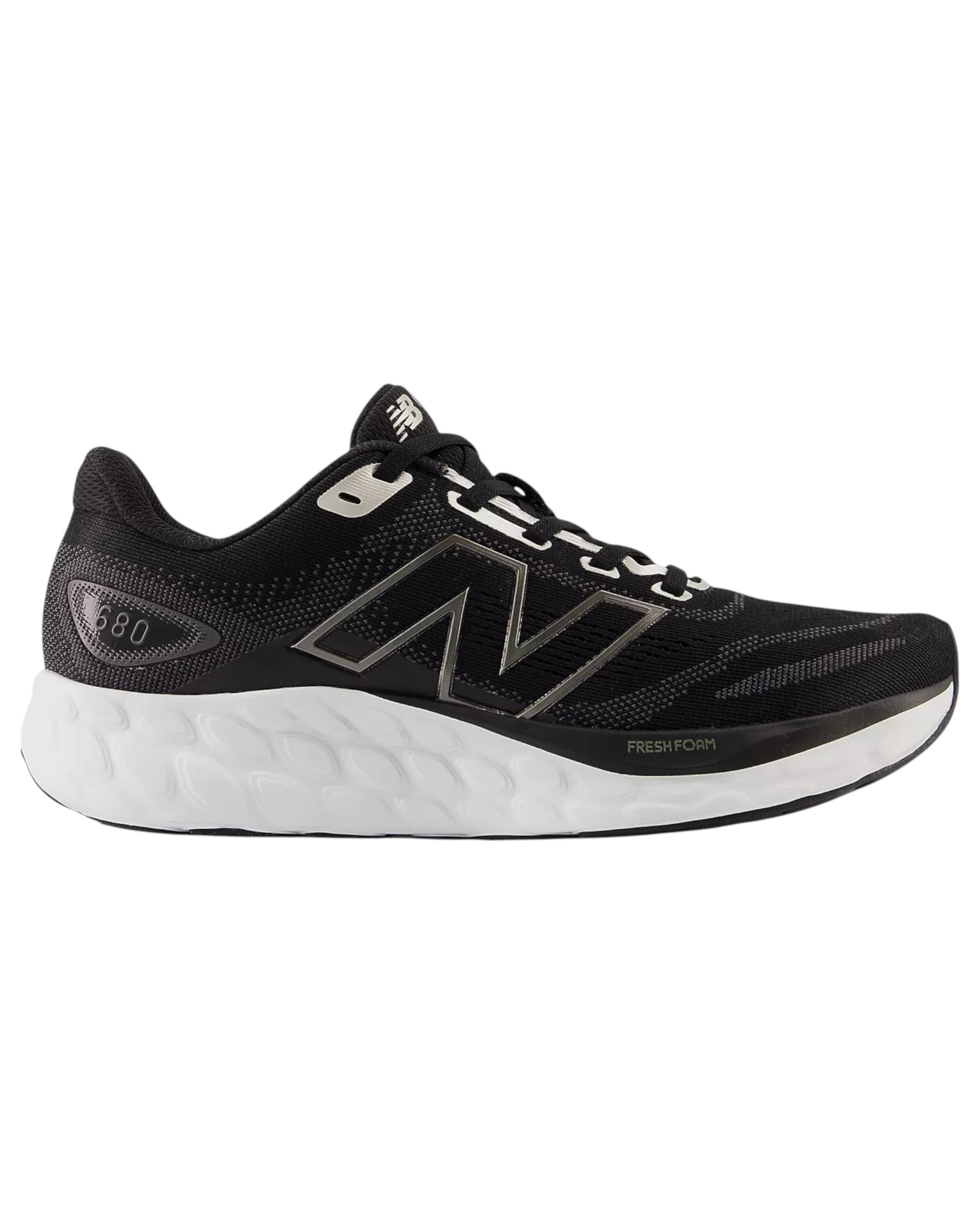 1 New Balance Womens Fresh Foam 680 Athletic Running Shoes BLACK/WHITE, 1 of 6