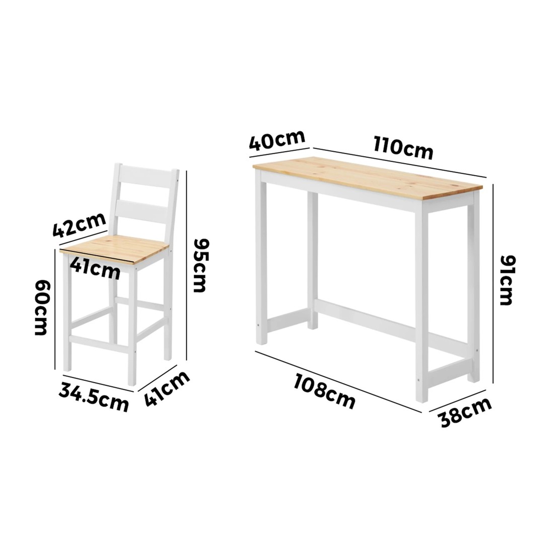 10 Oikiture 3pcs Bar Table Set 2 Stools Chairs Kitchen Dining Breakfast Cafe Tables
 - Multi, 10 of 10
