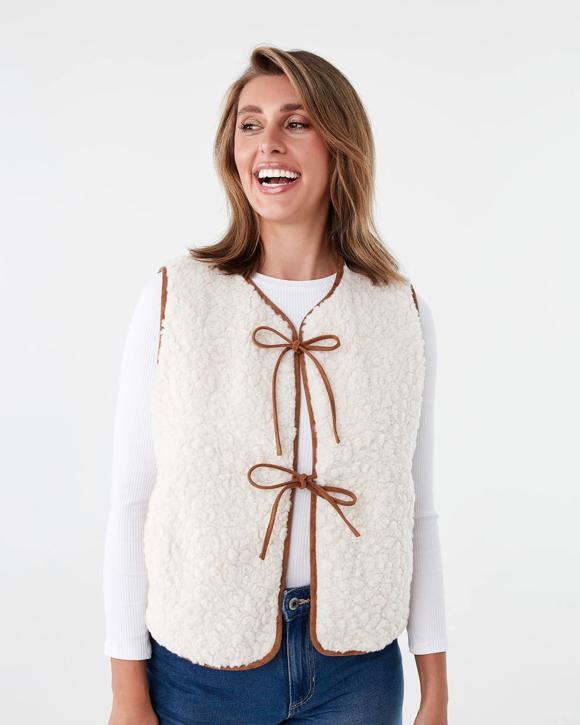 Sherpa Tie Front Vest