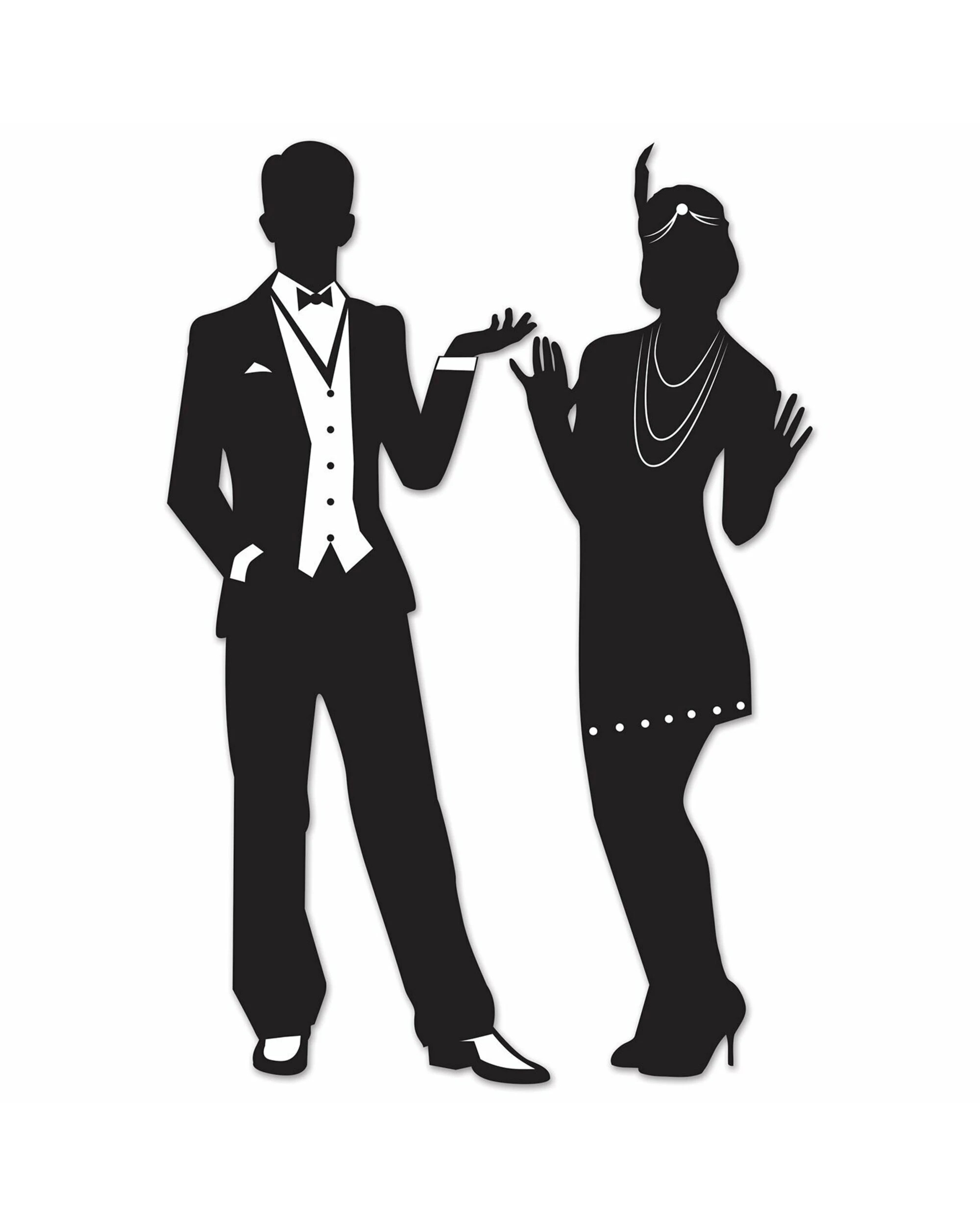 1 Beistle Gangster 20's Silhouettes Cutout Wall Decorations Set of 2 - Black, 1 of 1