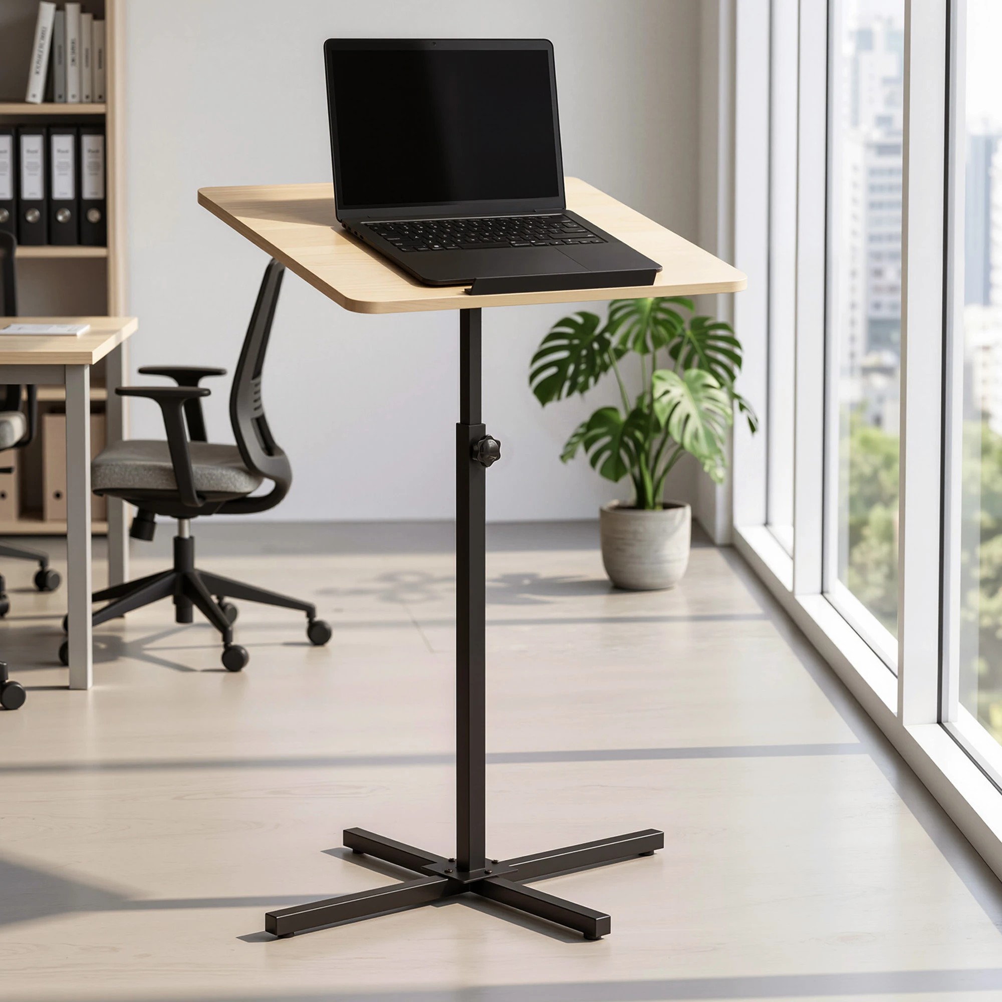 10 Artiss Floor Podium Stand 78-127CM Height Adjustable Portable Laptop Desk - Natural, 10 of 10