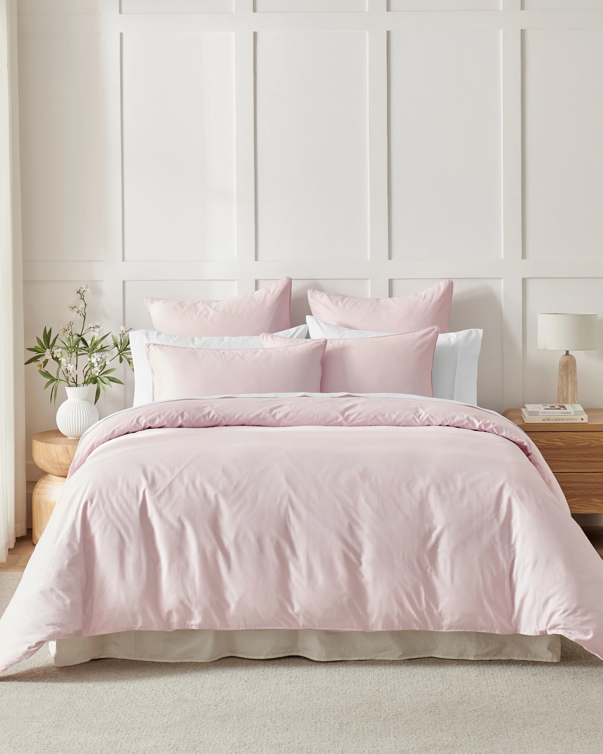 8 Dreamaker 400TC Premium Cotton Sateen Piped Quilt Cover Set - King Bed - Petal, 8 of 10