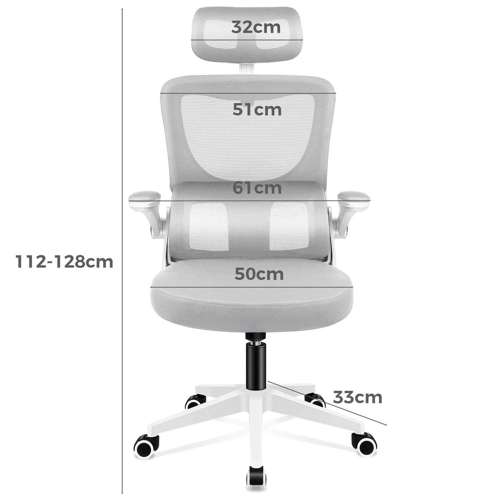 7 Alfordson Mesh Office Chair Executive Computer Tilt Fabric Seat Racing Work - Grey White, 7 of 10