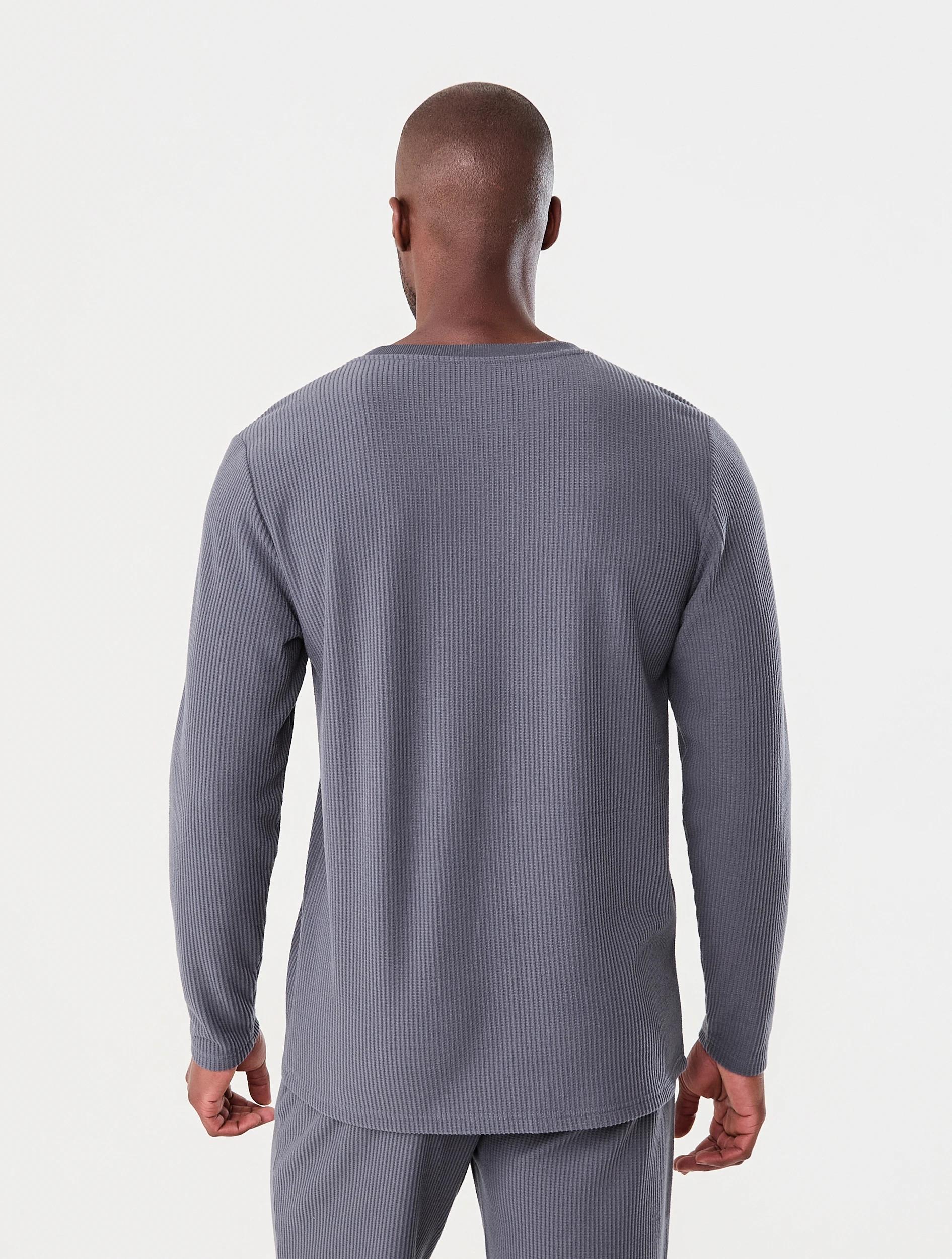 3 Long Sleeve Waffle Top Blu Ombre, 3 of 7