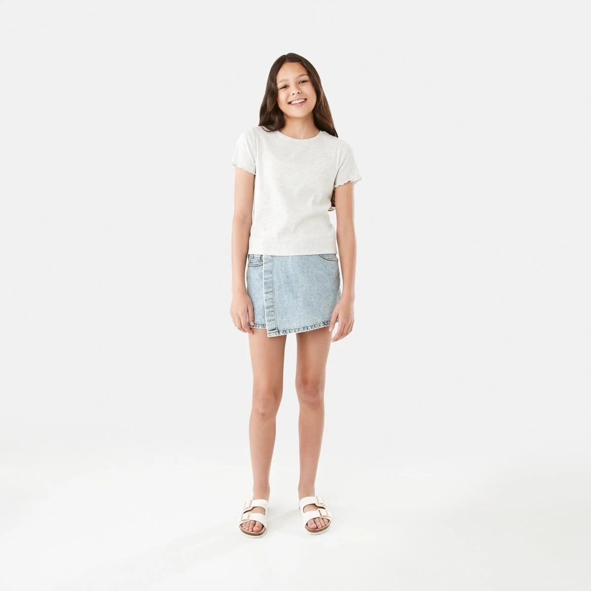 6 Short Sleeve Rib Top Wht Marle, 6 of 9
