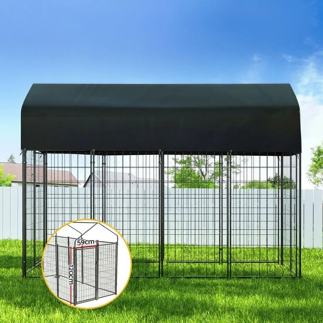 3 i.Pet Dog Kennel Extra Large House Outdoor Playpen Pet Puppy Metal Backyard - Black, 3 of 5