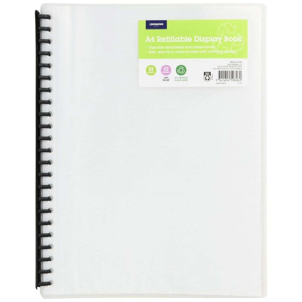 1 J.Burrows Refillable Display Book 60 Pockets Clear, 1 of 3
