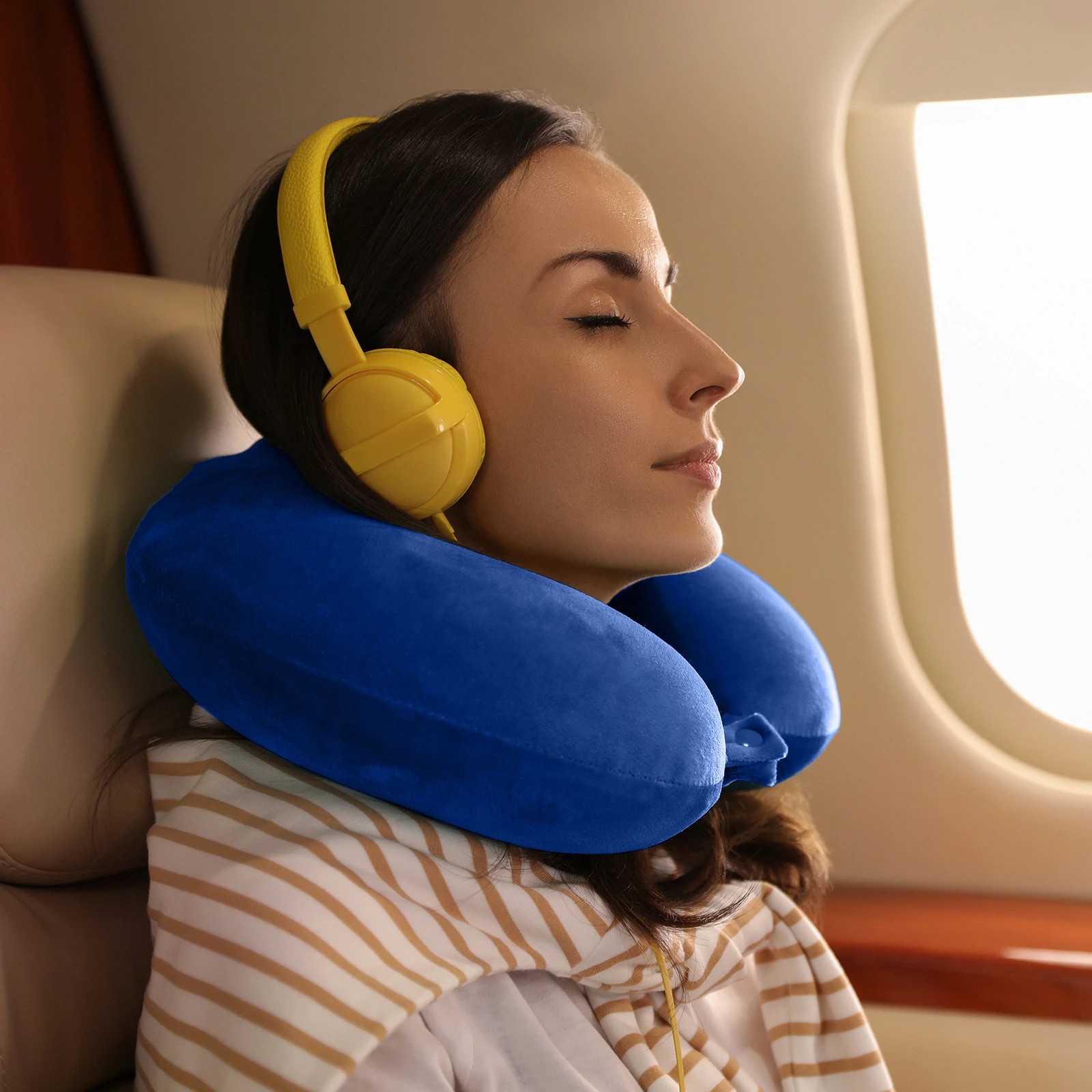 2 Milano Décor Memory Foam Travel Neck Pillow With Clip Cushion Support Soft - Blue, 2 of 7