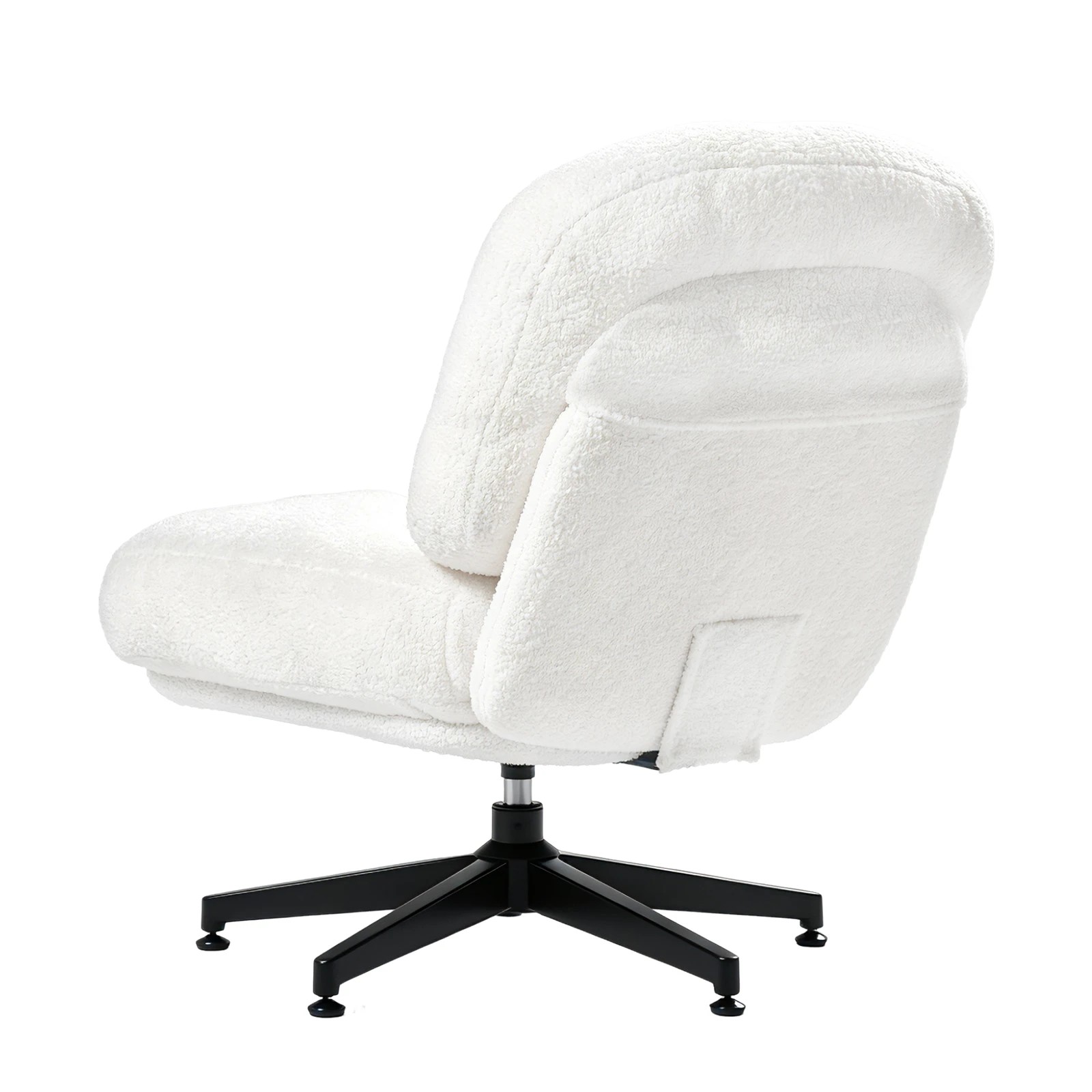 3 Advwin Armless Office Chair Teddy Fleece Ergonomic Cross Legged Chair Swivel Vanity Chair - White, 3 of 9