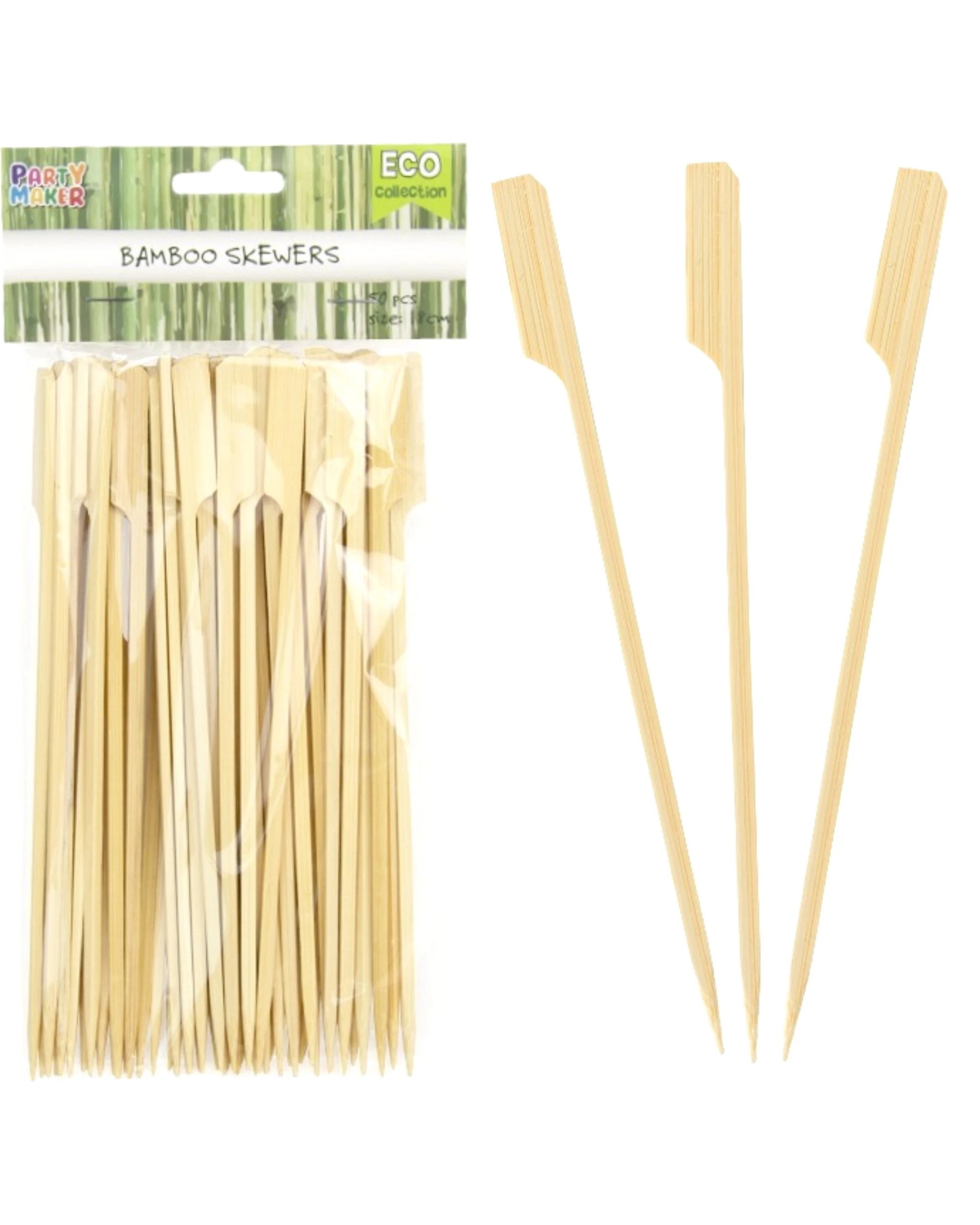 1 Party Maker Eco Bamboo Paddle Skewers 18cm Pack of 50, 1 of 1