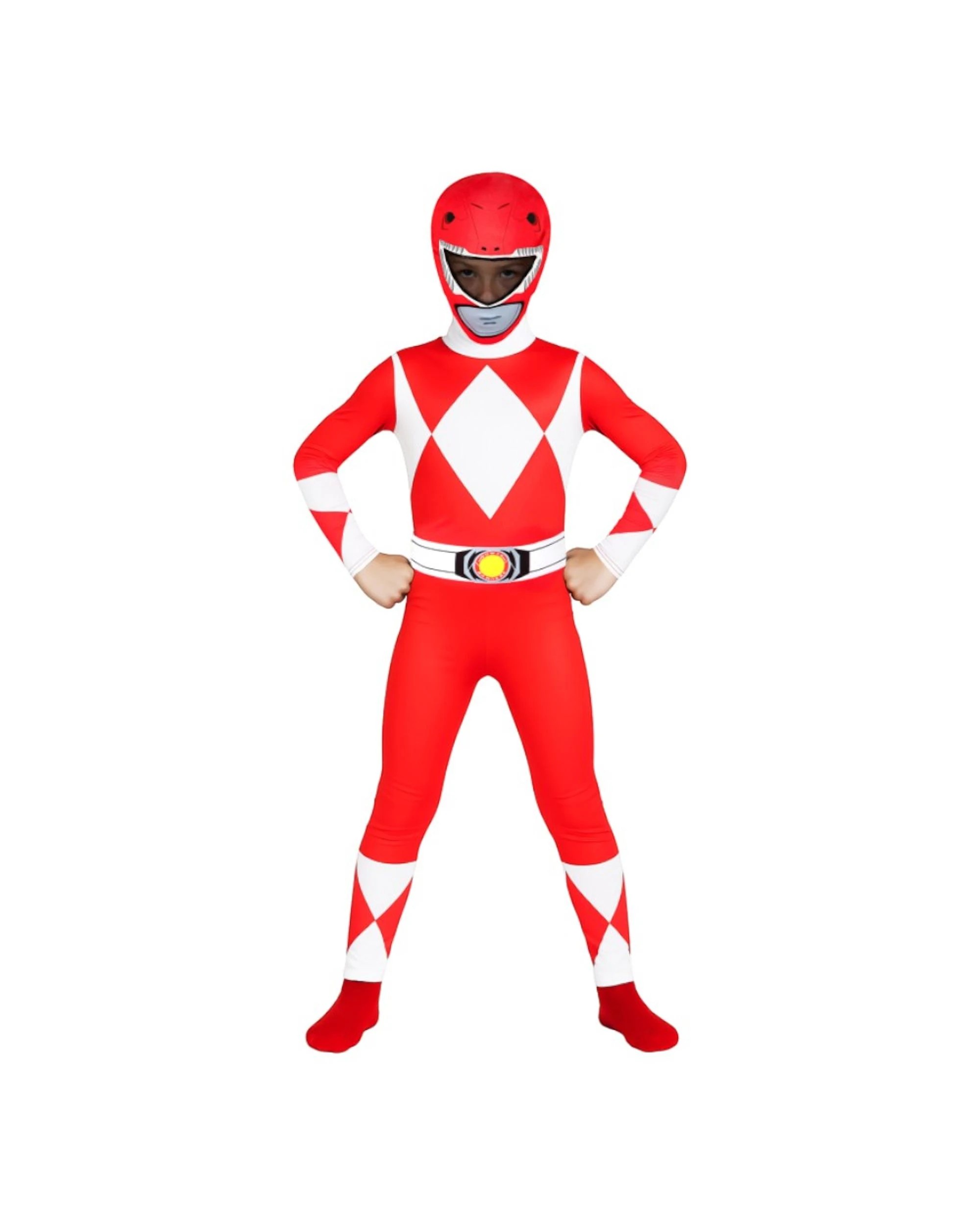 1 Mighty Morphin Power Rangers Red Morphsuit Child Costume Size 7-9 Years, 1 of 3
