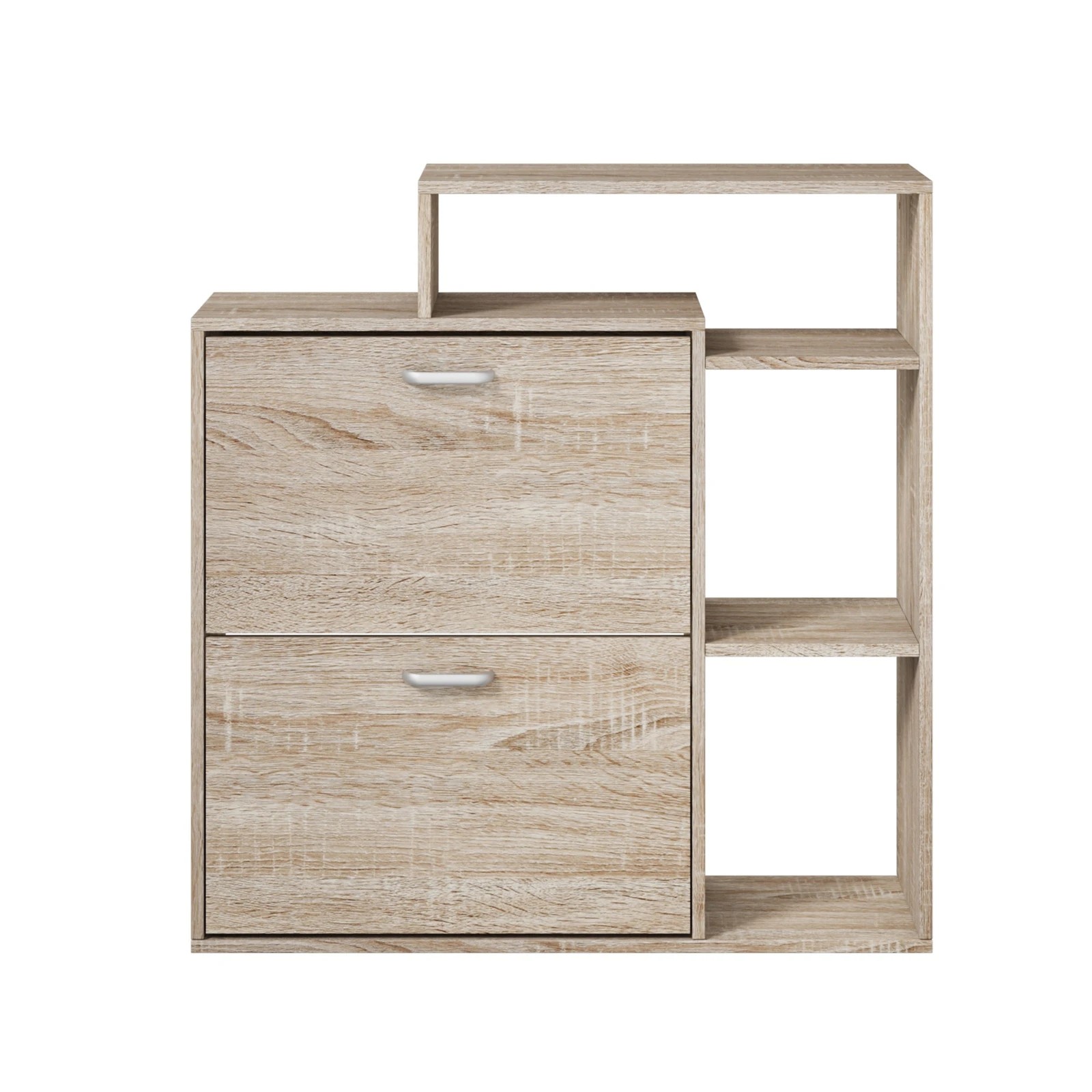 4 Oikiture Shoe Cabinet Storage 2 Doors Shoes Rack Display with Shelves - Natural, 4 of 8