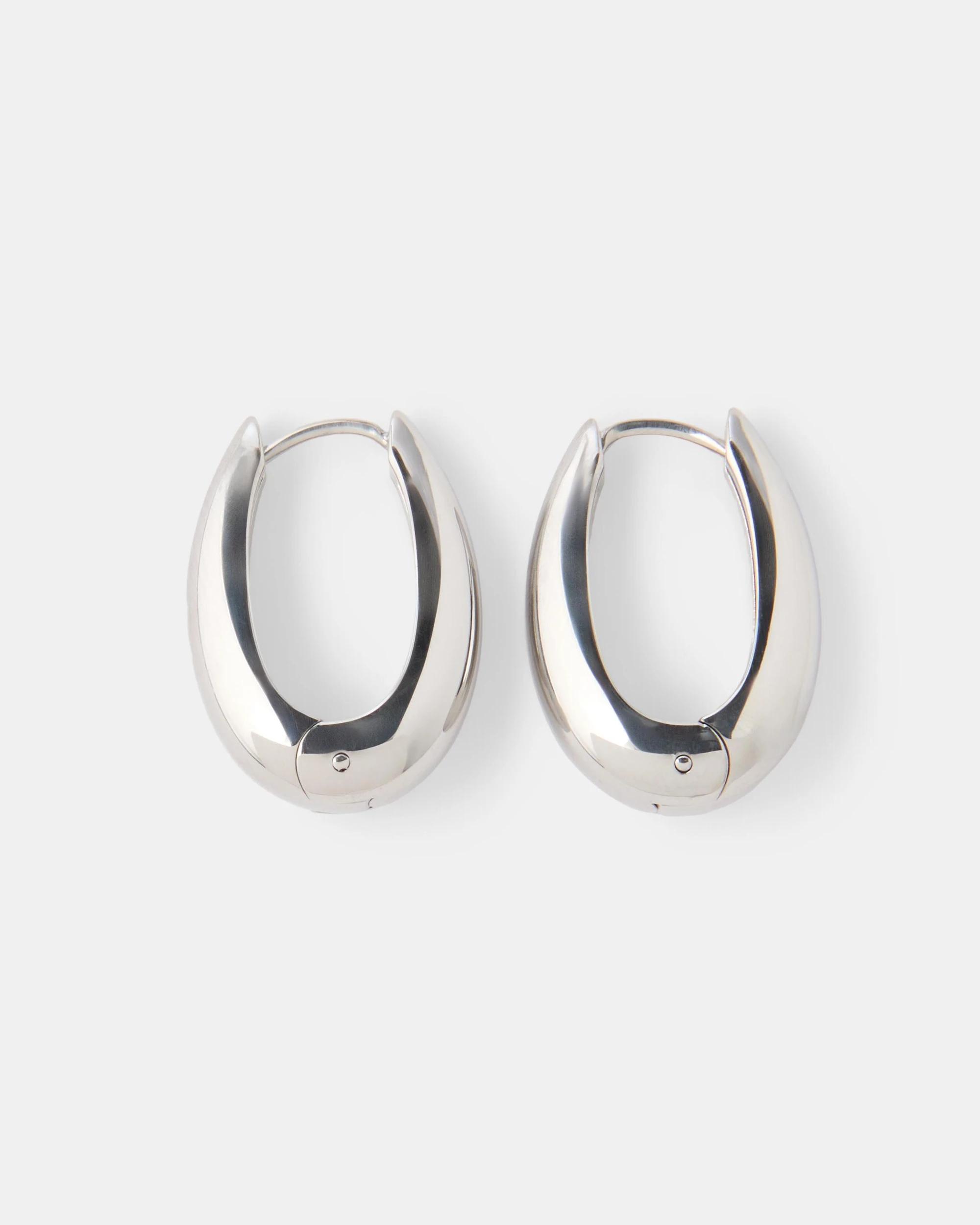 1 Waterproof Stainless Steel Teardrop Hoop Earrings - Silver Tone Silver, 1 of 4