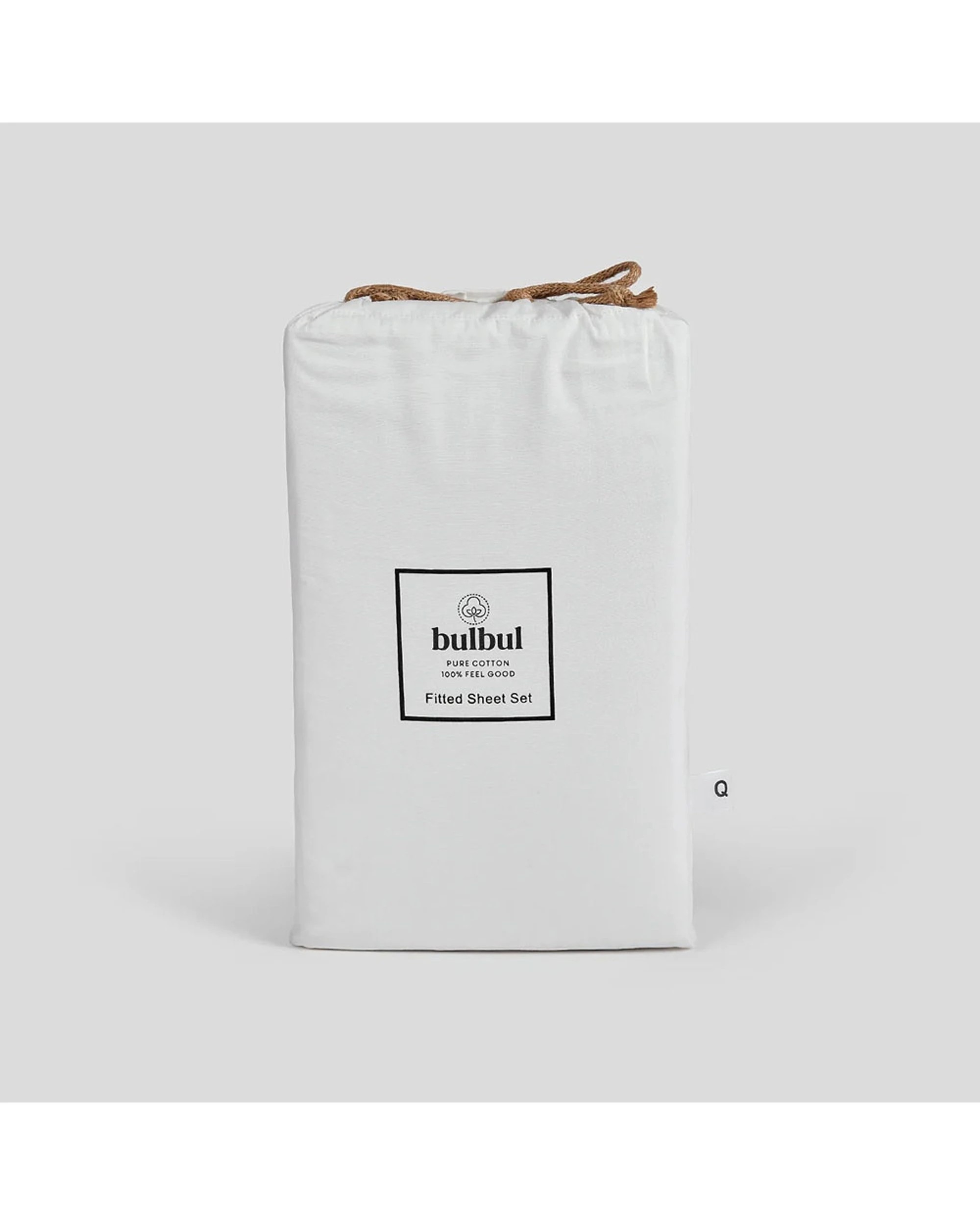 3 Bulbul Home Fitted Sheet & Pillowcase Bedding Set Snow 375TC - Double Bed - White, 3 of 5