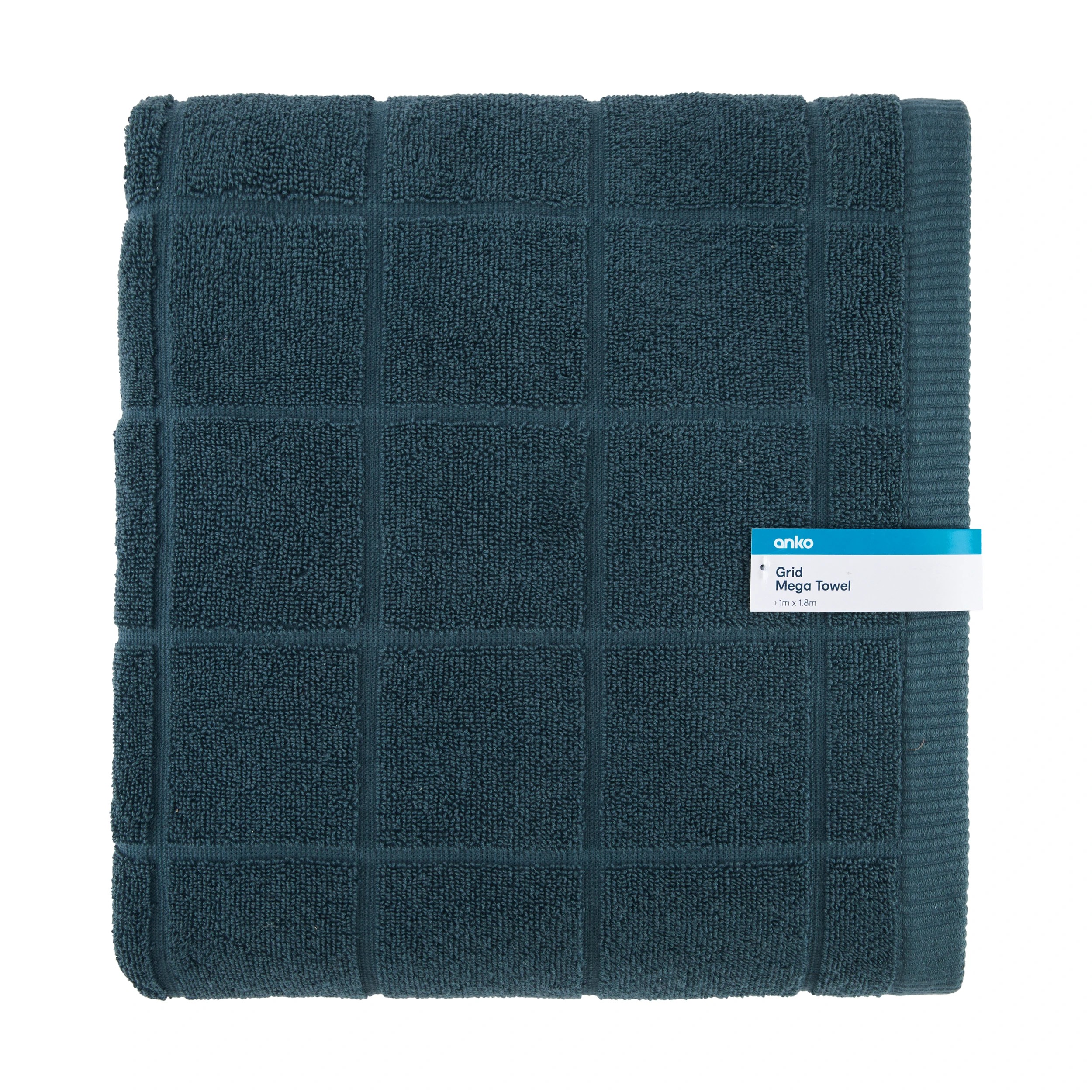 5 Cotton Grid Mega Towel - Teal, 5 of 5