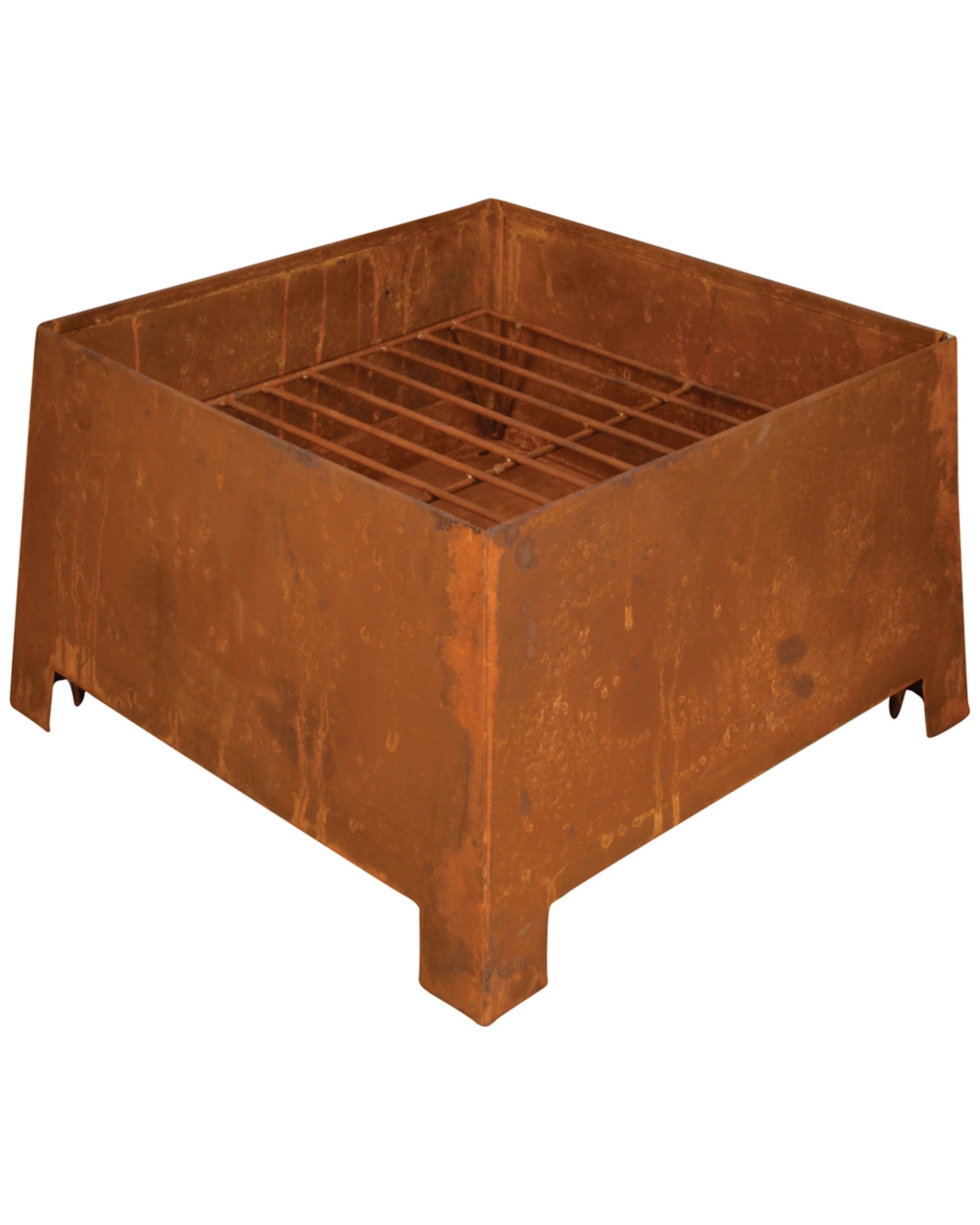 1 Wildtrak Rustic Square Iron Sheet Fire Pit Outdoor Heating With Grate - Brown, 1 of 1