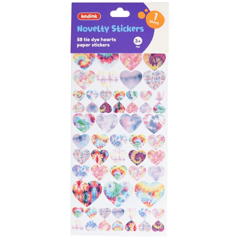 1 Kadink Paper Stickers Tie Dye Hearts 58 Pack, 1 of 1