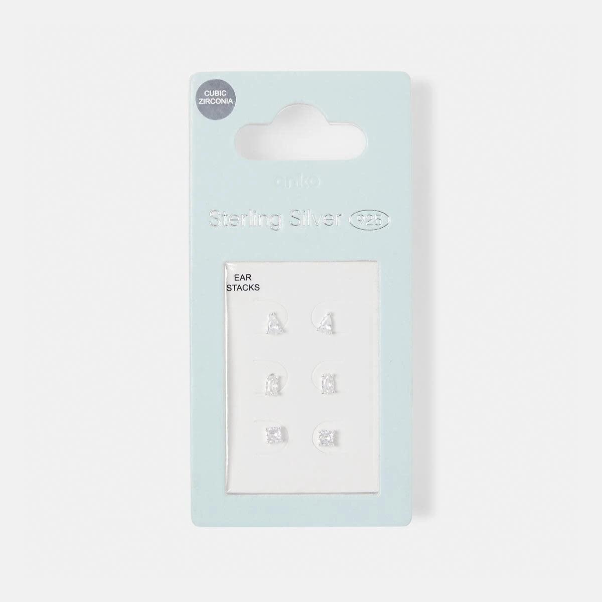 5 3 Pack Sterling Silver Stacking Earrings Silver, 5 of 5