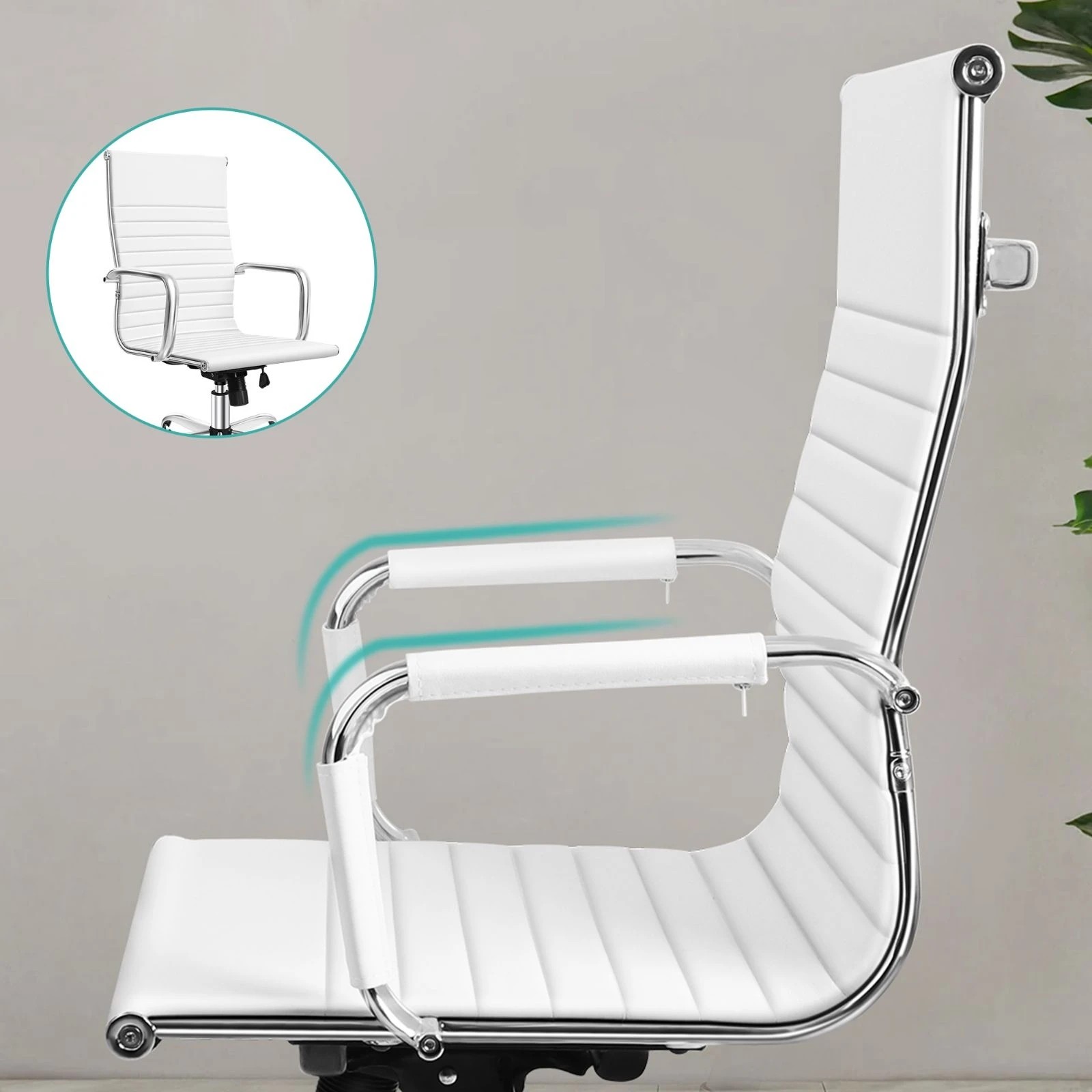 8 Alfordson Office Chair Ergonomic Executive Computer Seat Gaming High Back - White, 8 of 10