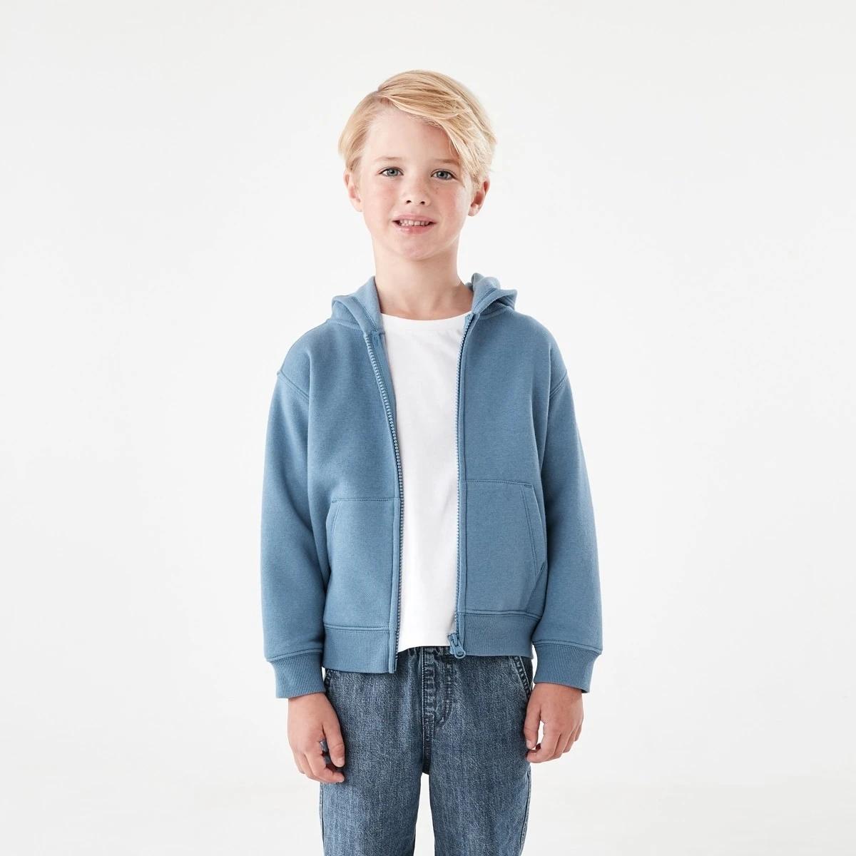 1 Plain Zip Through Hoodie Copen Blue, 1 of 10