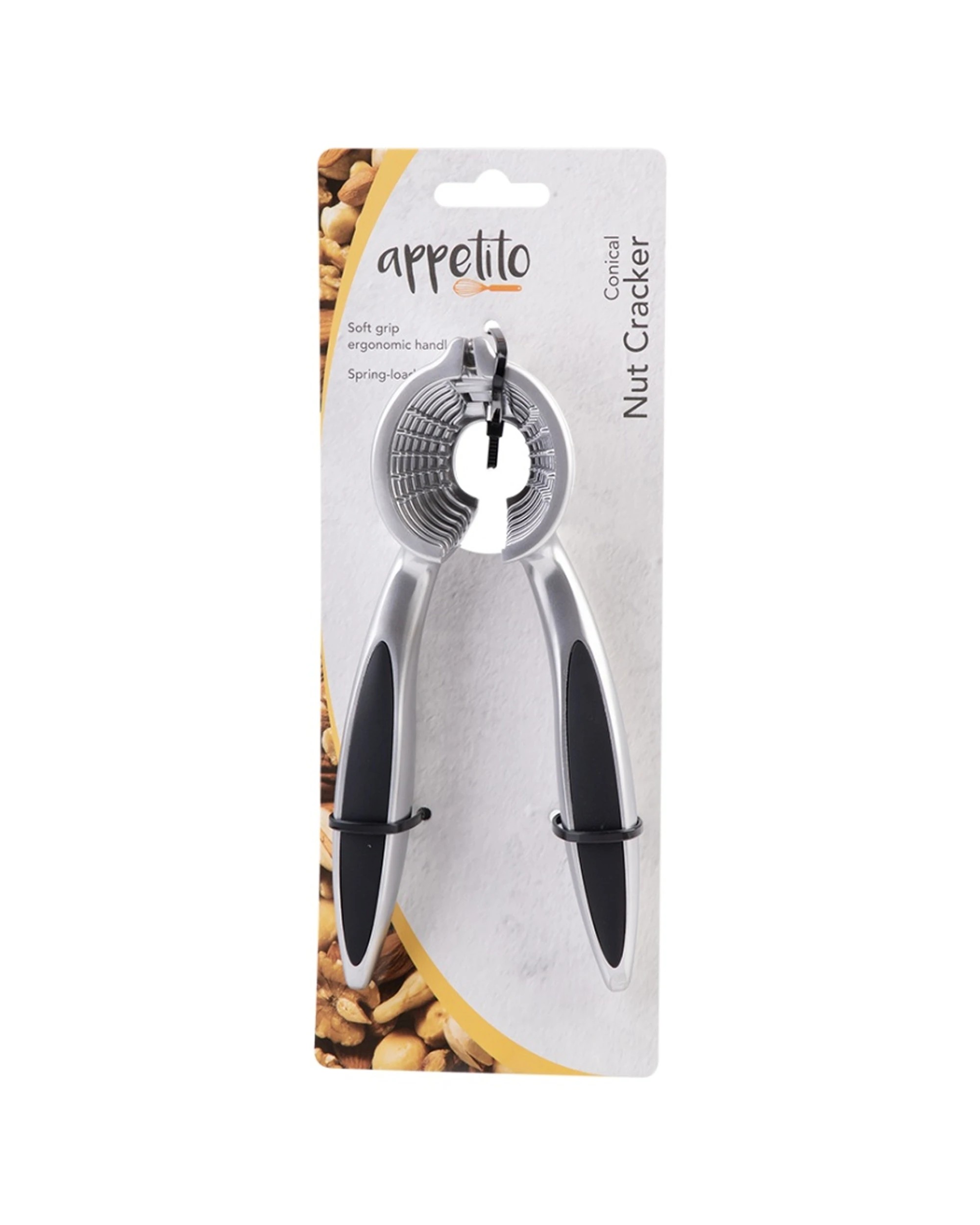 1 Appetito Conical Nut Cracker Kitchen Tool With Soft Grip Ergonomic Handle - Metallic, 1 of 8