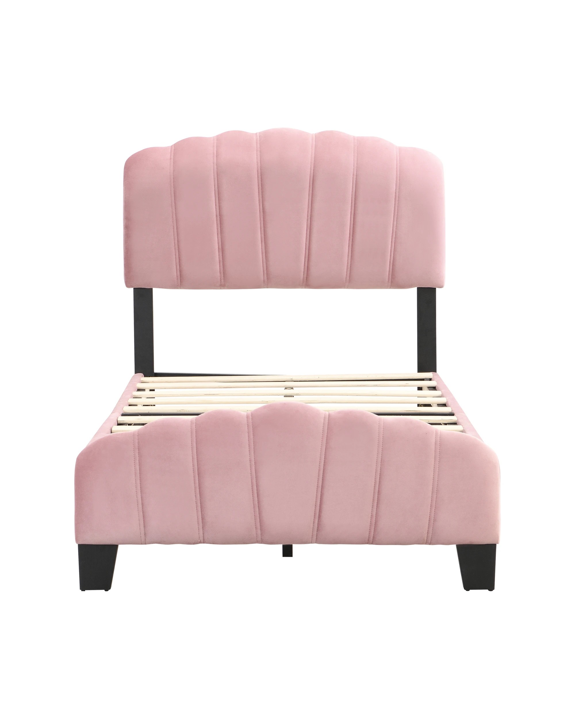 1 IHOMDEC BEF04 Single Kid's Bed Frame - Pink - Pink, 1 of 10