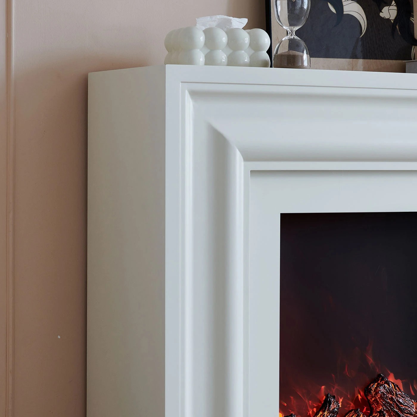 3 Moda Living Emerald Electric Fireplace Heater Cream Mantel Suite - Beige, 3 of 6