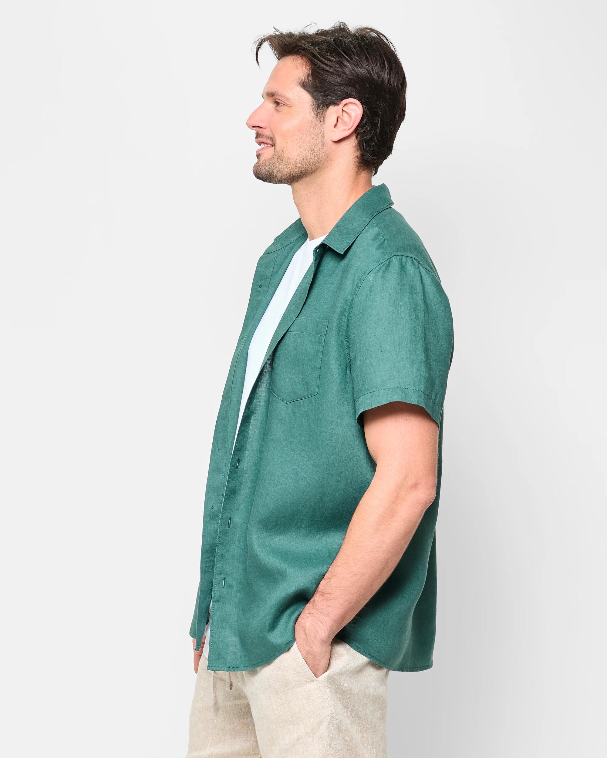 3 Target European Linen Short Sleeve Shirt TEAL, 3 of 5