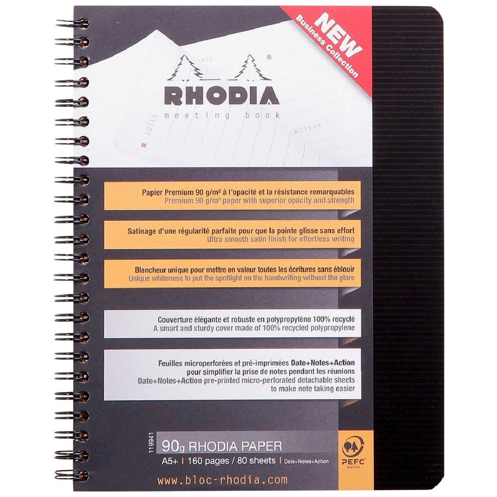 3 Rhodia A5 Meeting Book Black 160 Pages, 3 of 4