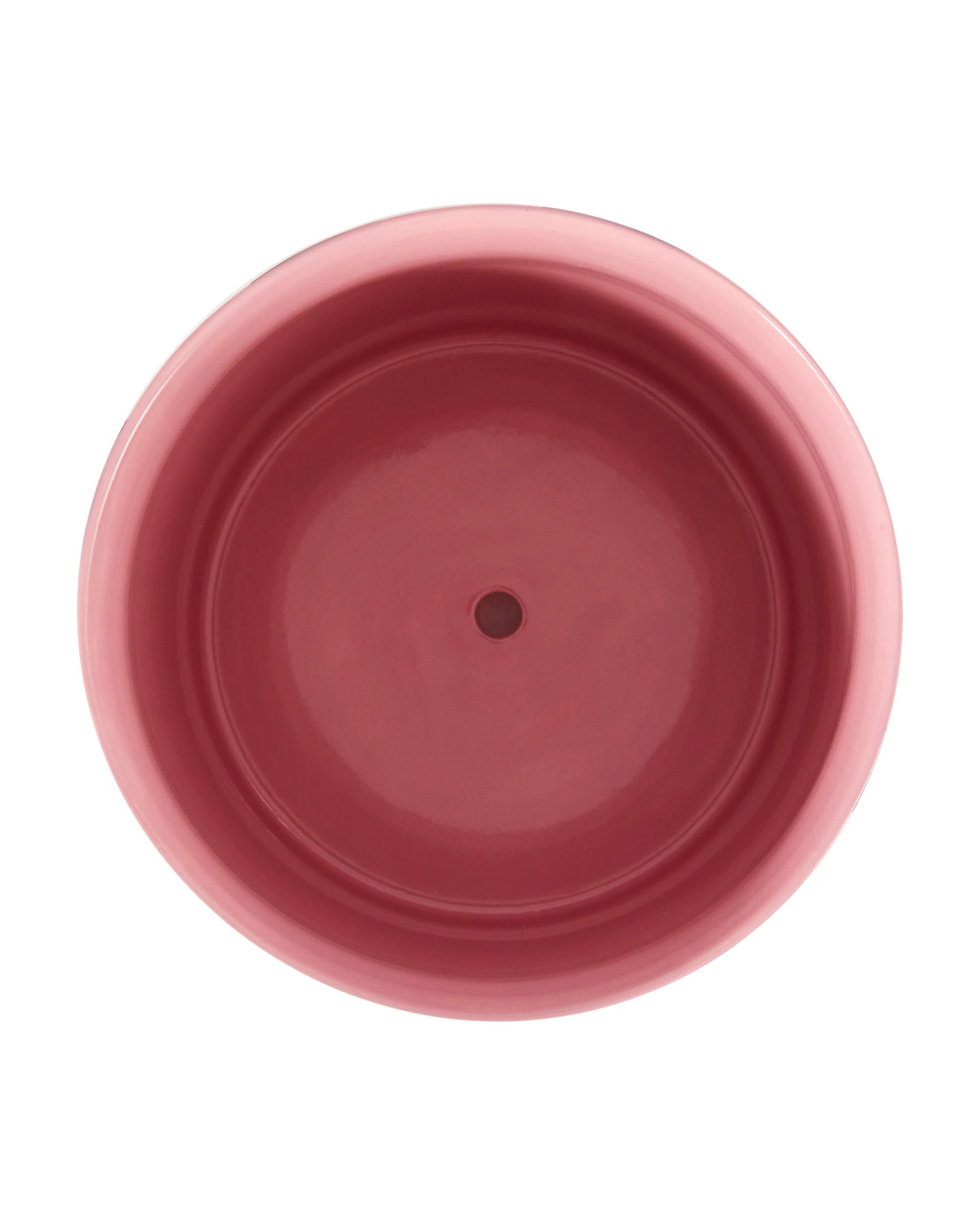 2 Burgundy Stripe Ceramic Pot with Saucer, 2 of 4