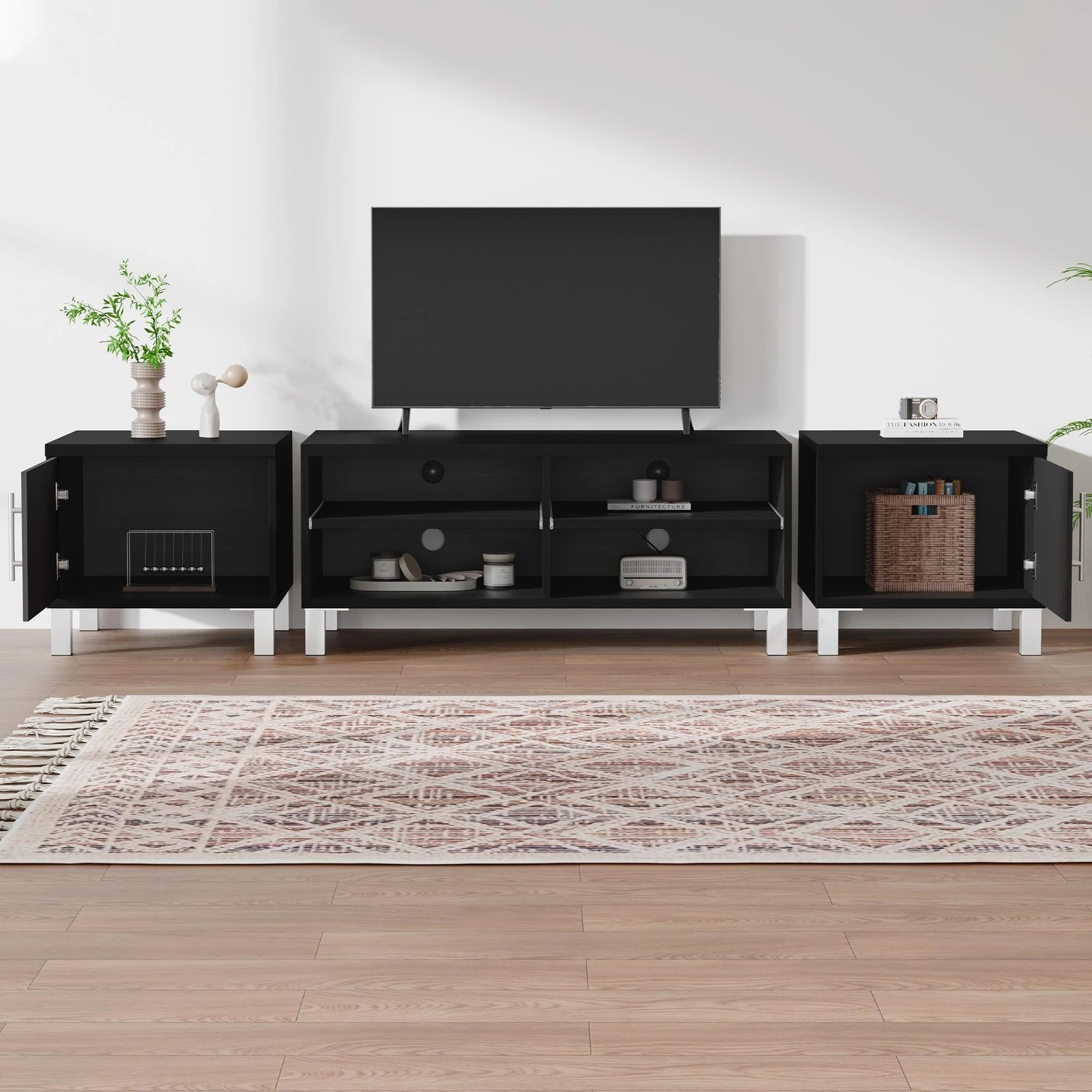 10 Alfordson Entertainment Unit TV Cabinet Stand Storage Drawer 190cm - Black, 10 of 10