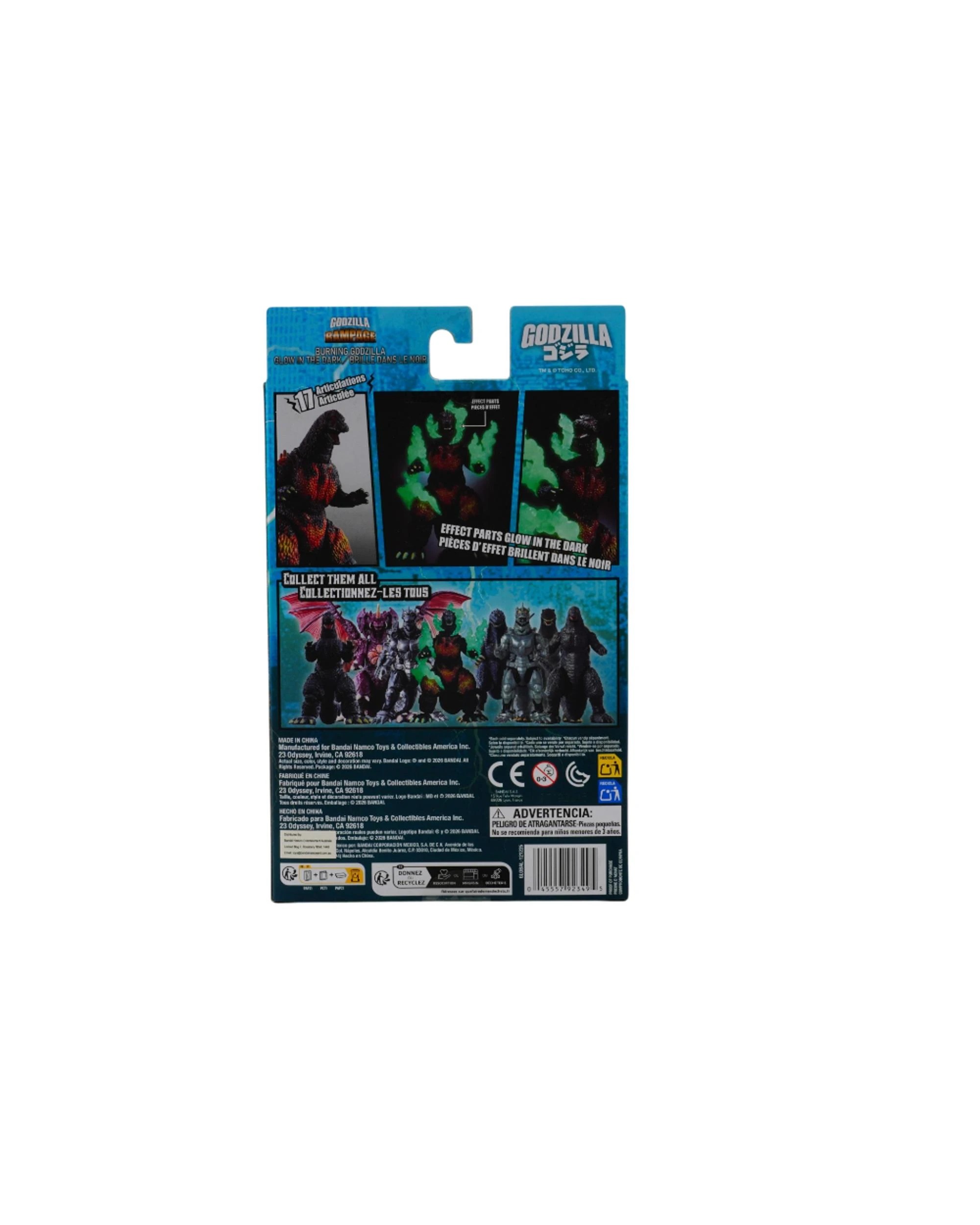3 Bandai Godzilla Rampage Burning Godzilla Glow in the Dark Version 2003 6 inch Action Figure, 3 of 3