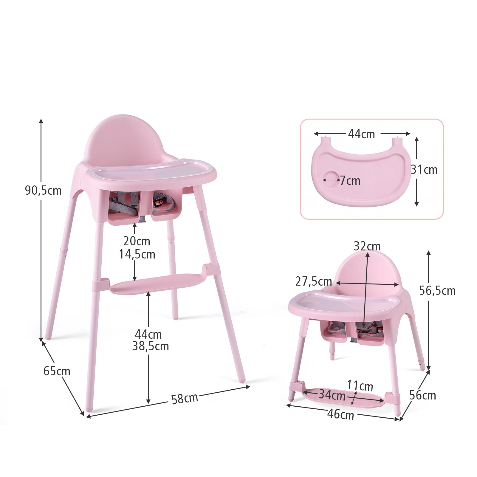 2 Costway 4-in-1 Baby High Chair Convertible Highchair Feeding Chair - Pink, 2 of 3