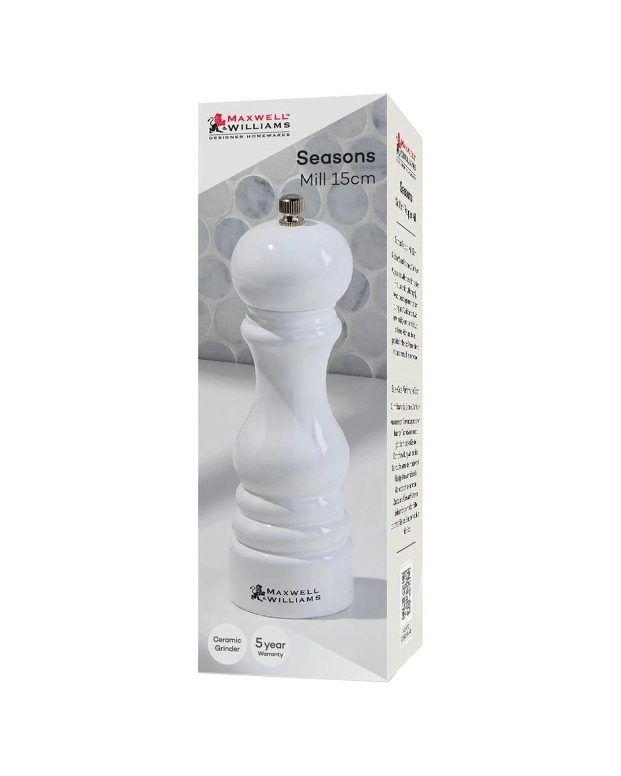 3 Maxwell & Williams Seasons Salt And Pepper Mill 15cm Gift Boxed For Dining
 - White, 3 of 5