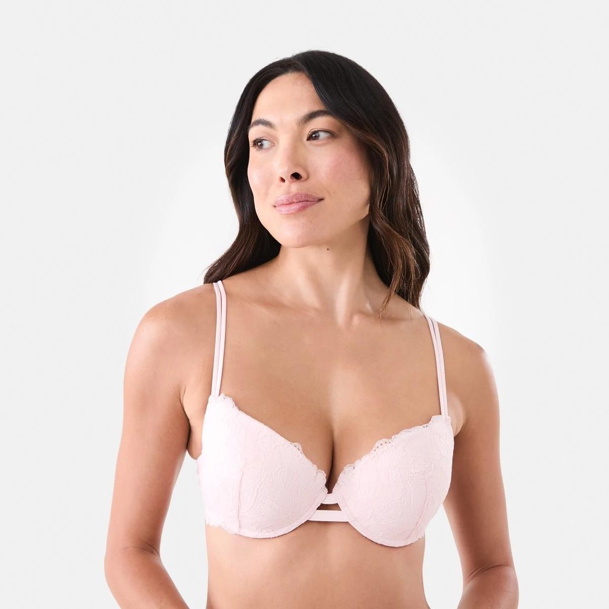2 Co-ordinated Lace Push-Up Bra Pink Chalk, 2 of 7