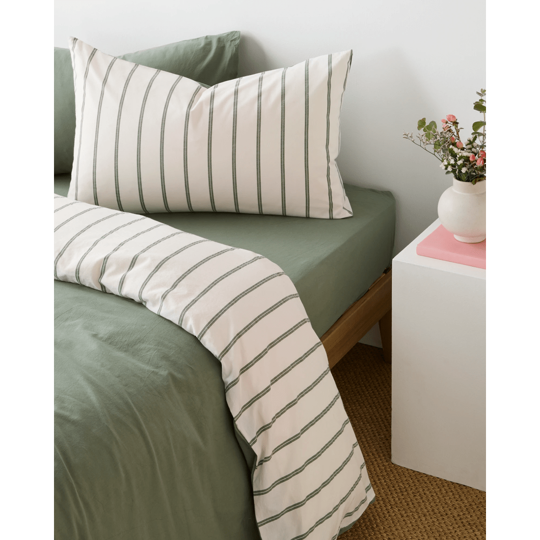 2 Arlo Stonewash Stripe 2 Pack Pillowcases
 - Queen Bed
 - Green, 2 of 4