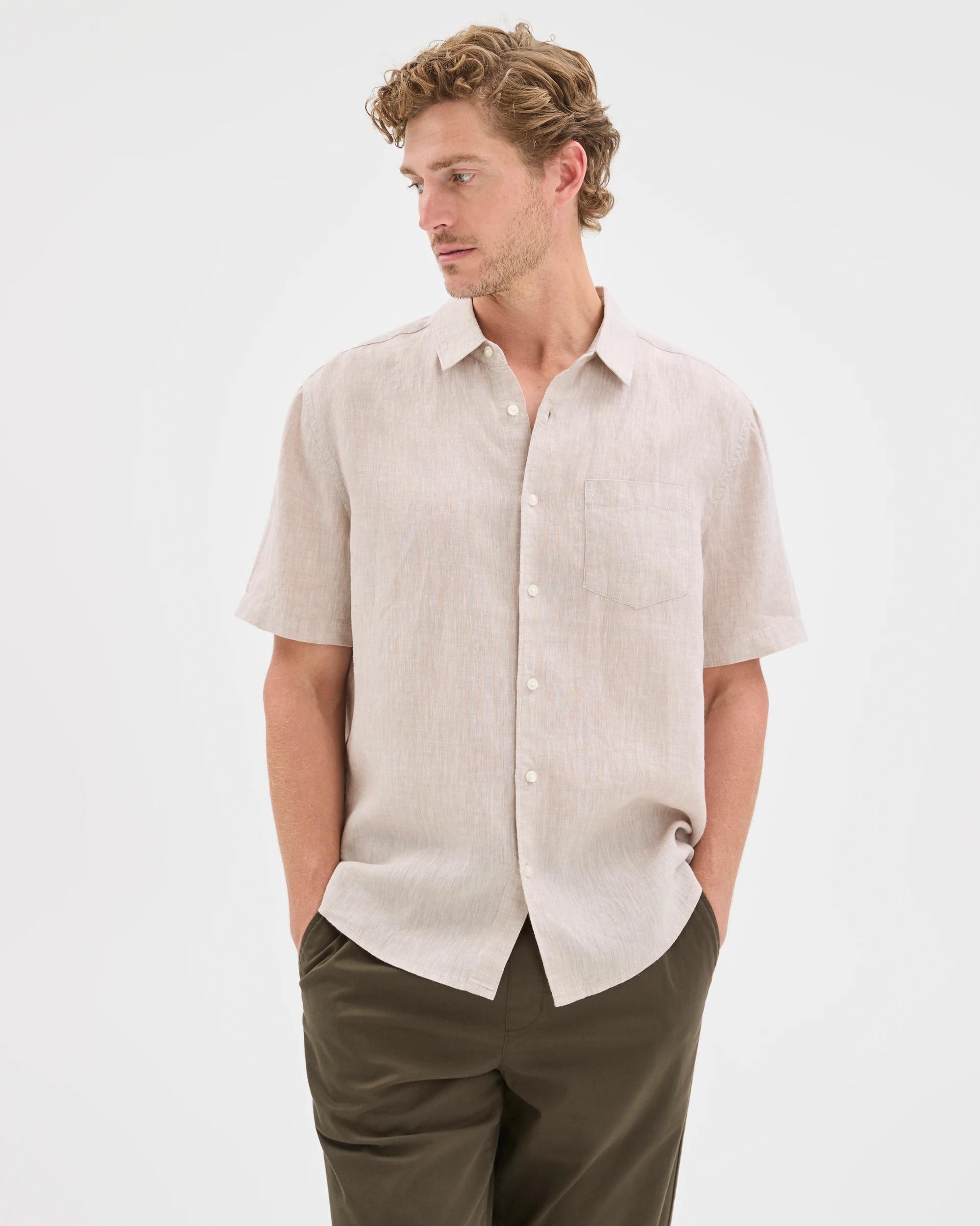 3 Target Man European Linen Short Sleeve Shirt STONE, 3 of 7