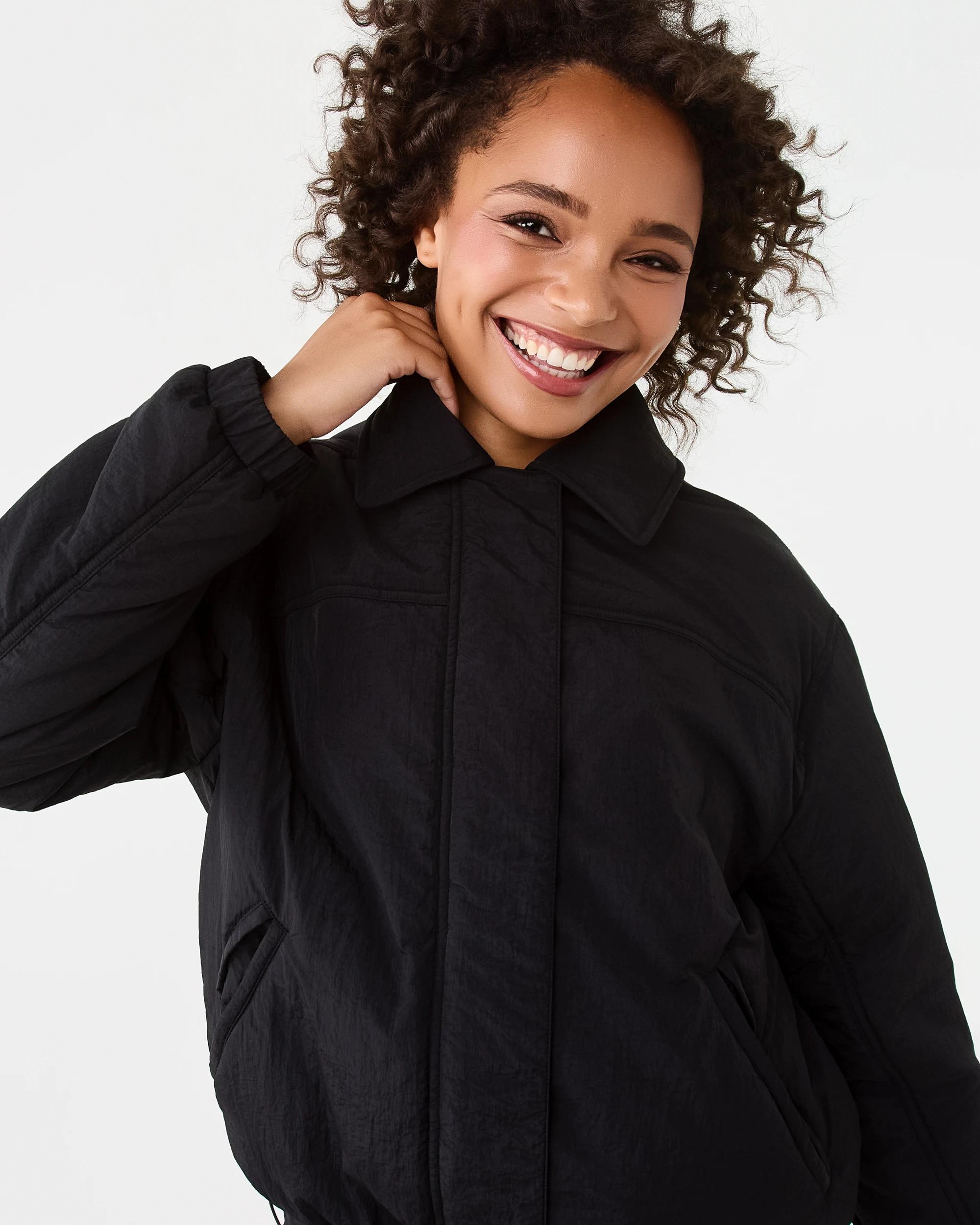 5 Active Womens Zip Through Sports Bomber Jacket Black, 5 of 10