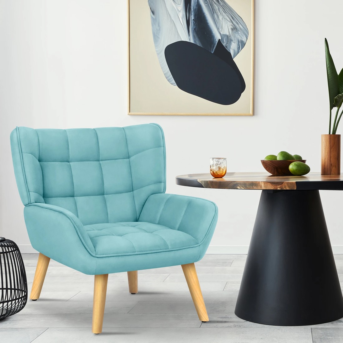 3 Alfordson Armchair Accent Chair Upholstered Lounge Sofa Tub Couch Velvet - Blue, 3 of 9