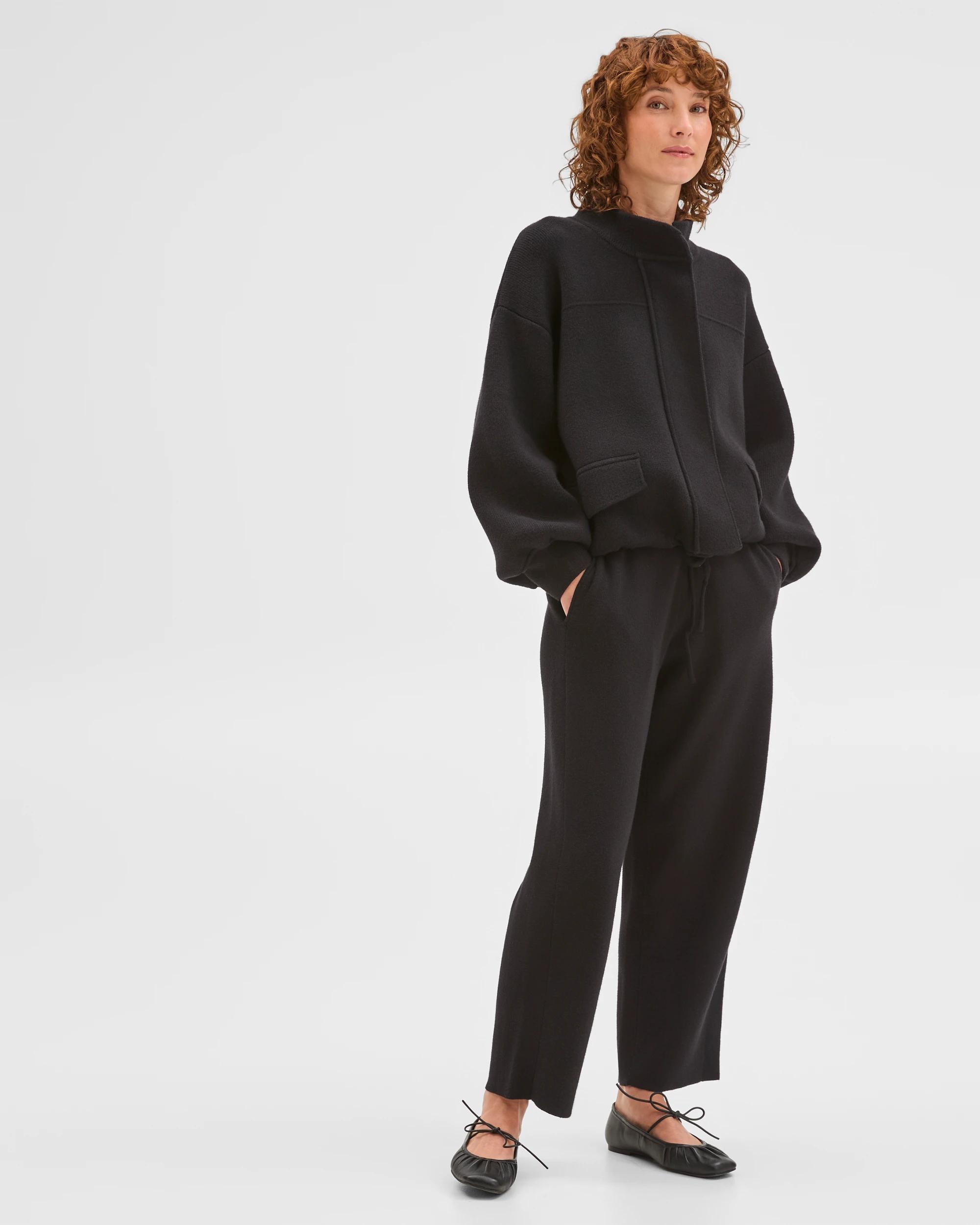 1 Target Woman Clean Knit Button Through Bomber Jacket BLACK, 1 of 5