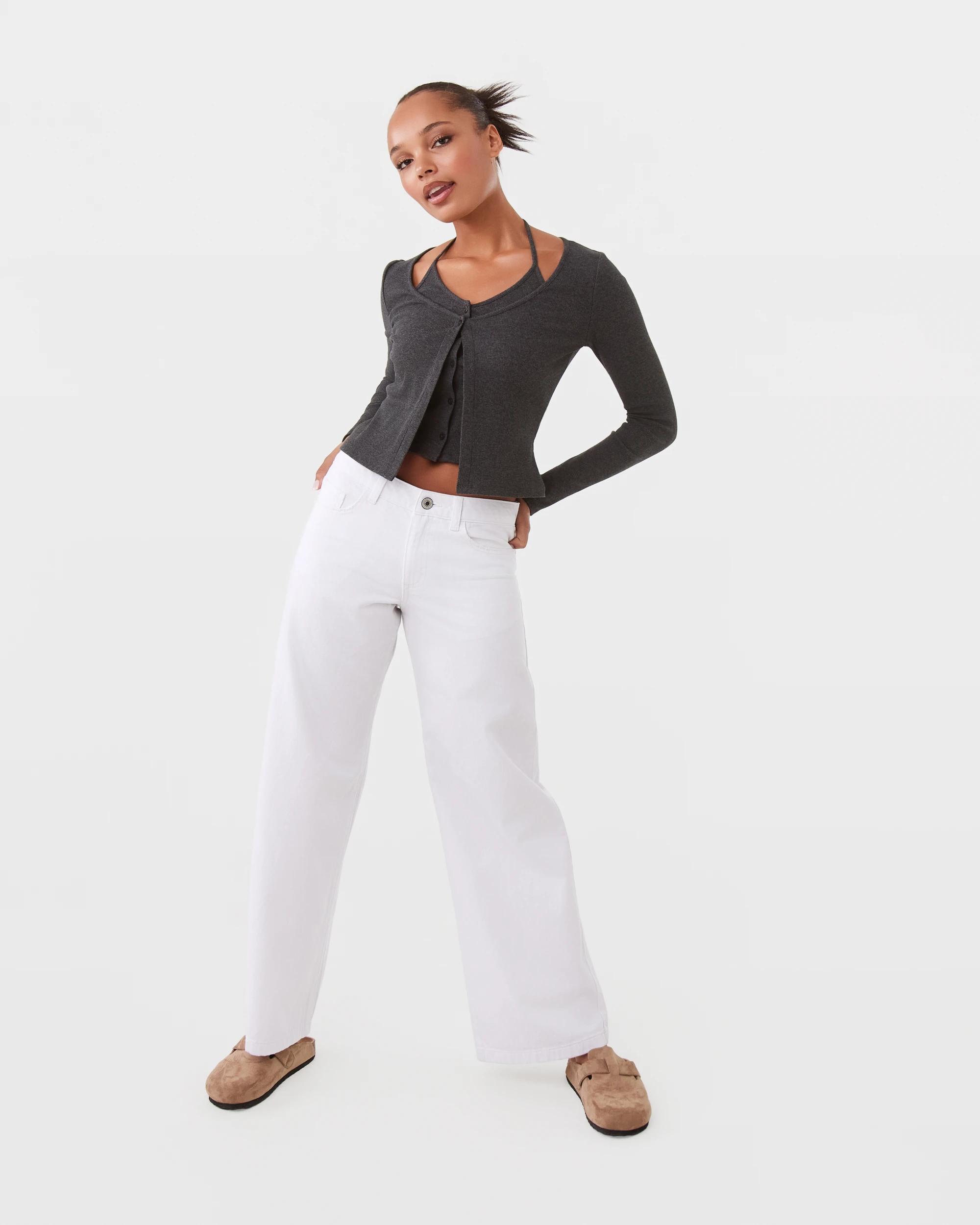 2 Low Rise Wide Leg Jeans White, 2 of 7