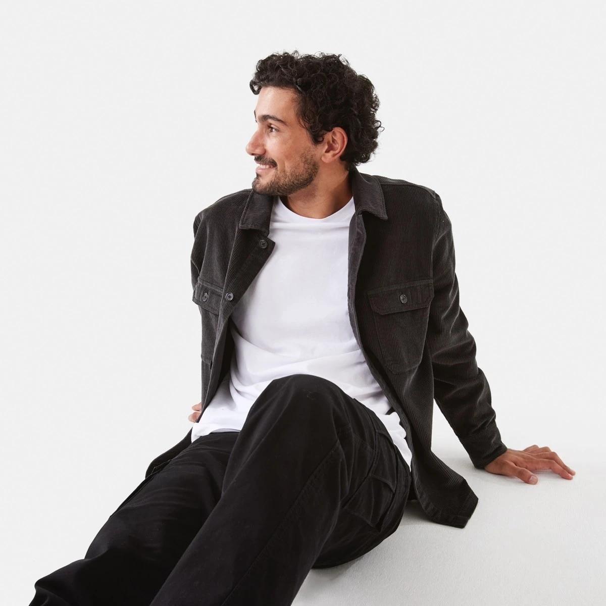 10 Long Sleeve Corduroy Overshirt Char Grey, 10 of 10