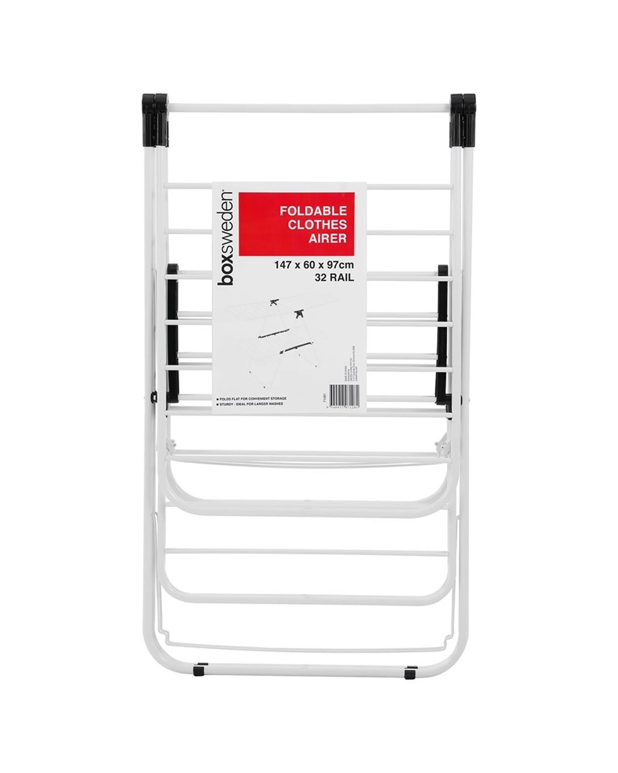 5 Boxsweden 2 Tier Foldable Flat Laundry Clothes Hanging Storage Airer 32 Rails
 - White, 5 of 5