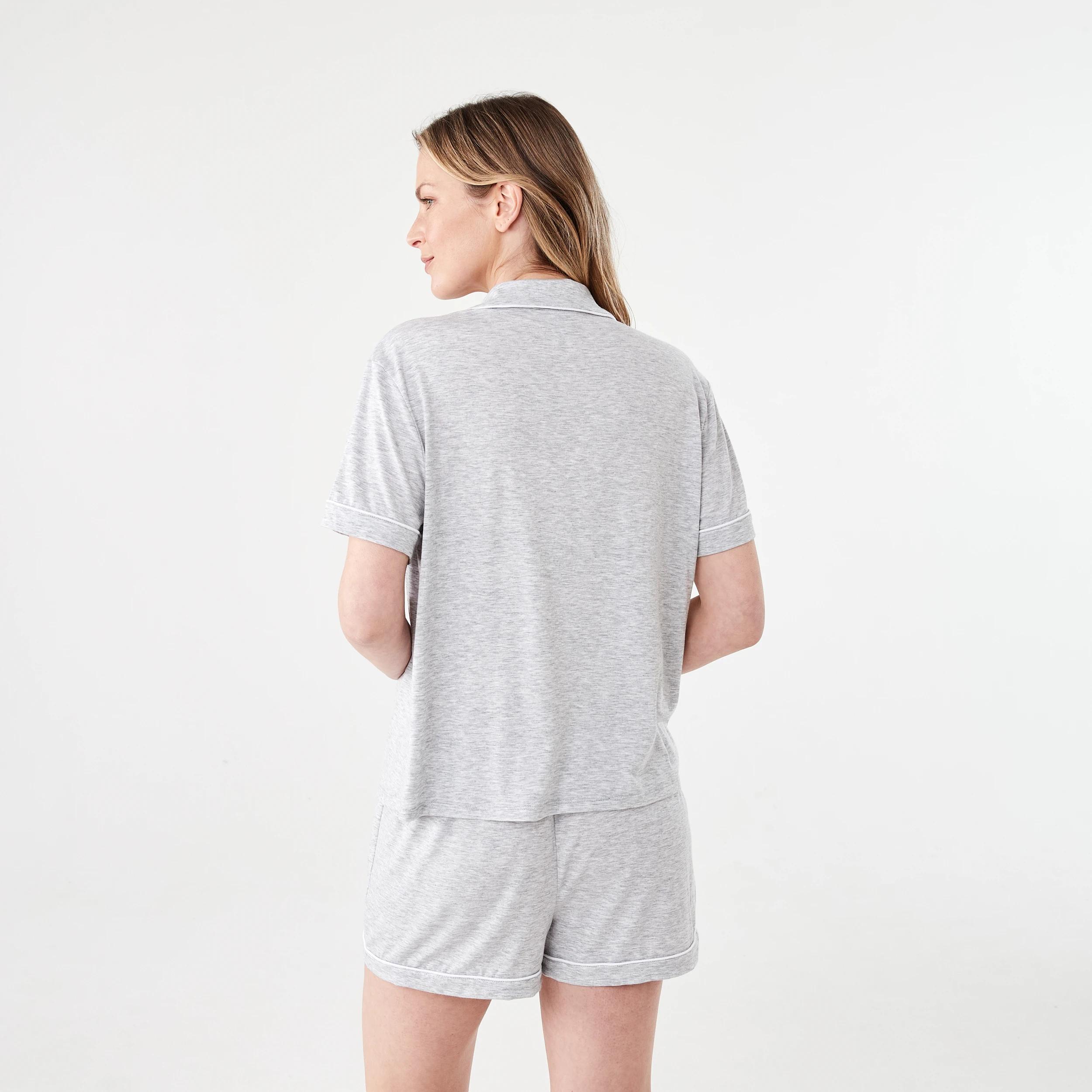 3 Short Sleeve Top and Shorts Comfort Pyjama Set Slvr Marle, 3 of 9