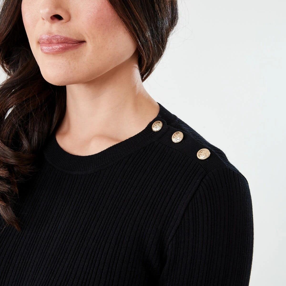 5 Long Sleeve Button Detail Top Black, 5 of 5