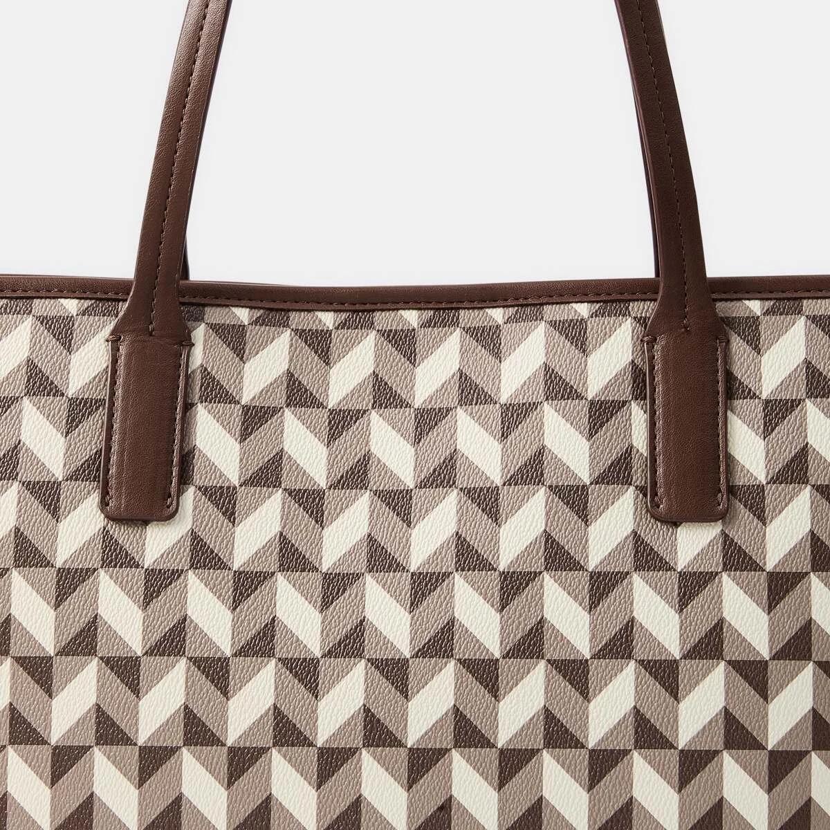 3 PU Geometric Tote Bag GEO MONO, 3 of 6