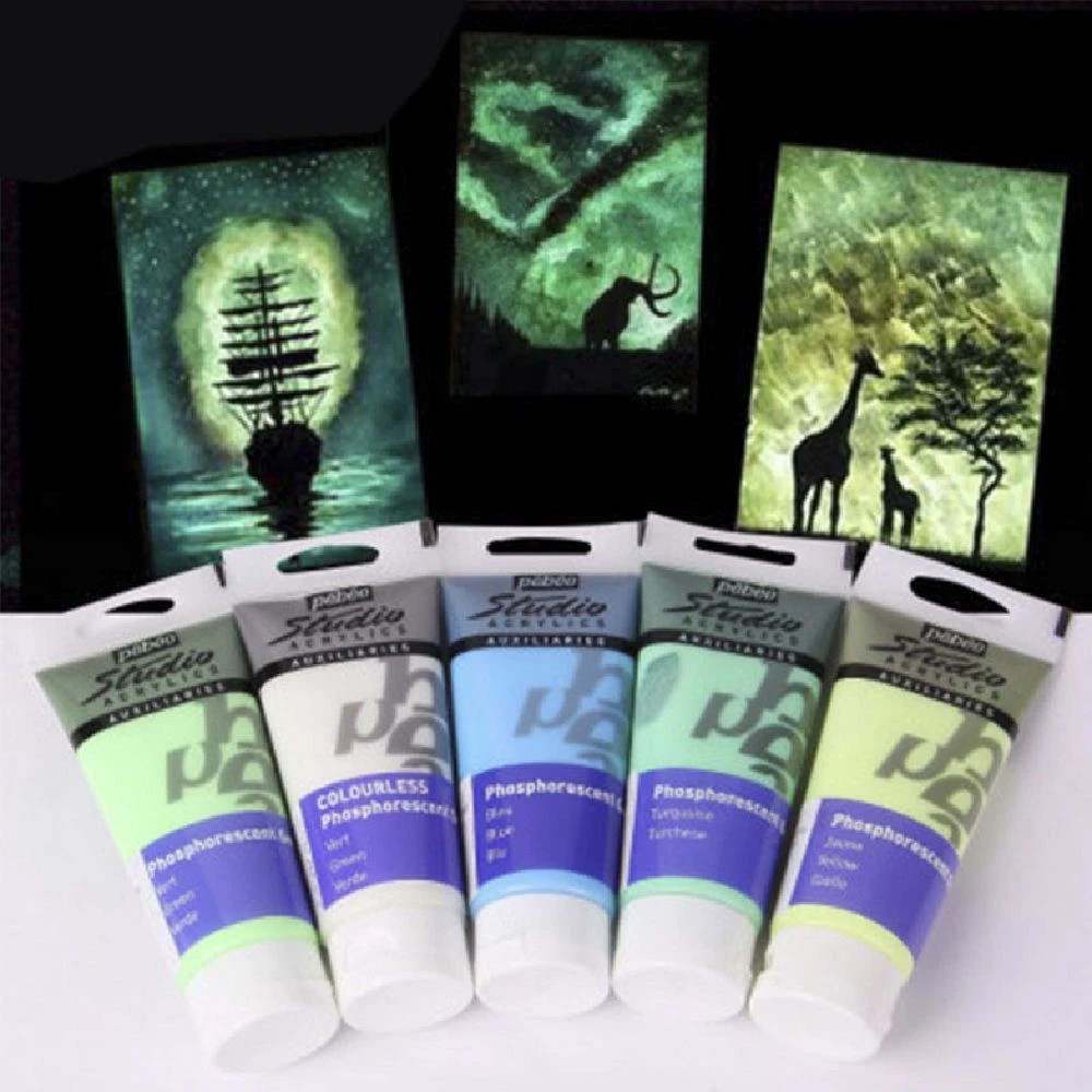 2 Pebeo Studio Acrylics Phosphorescent Gel 100mL Turquoise, 2 of 2