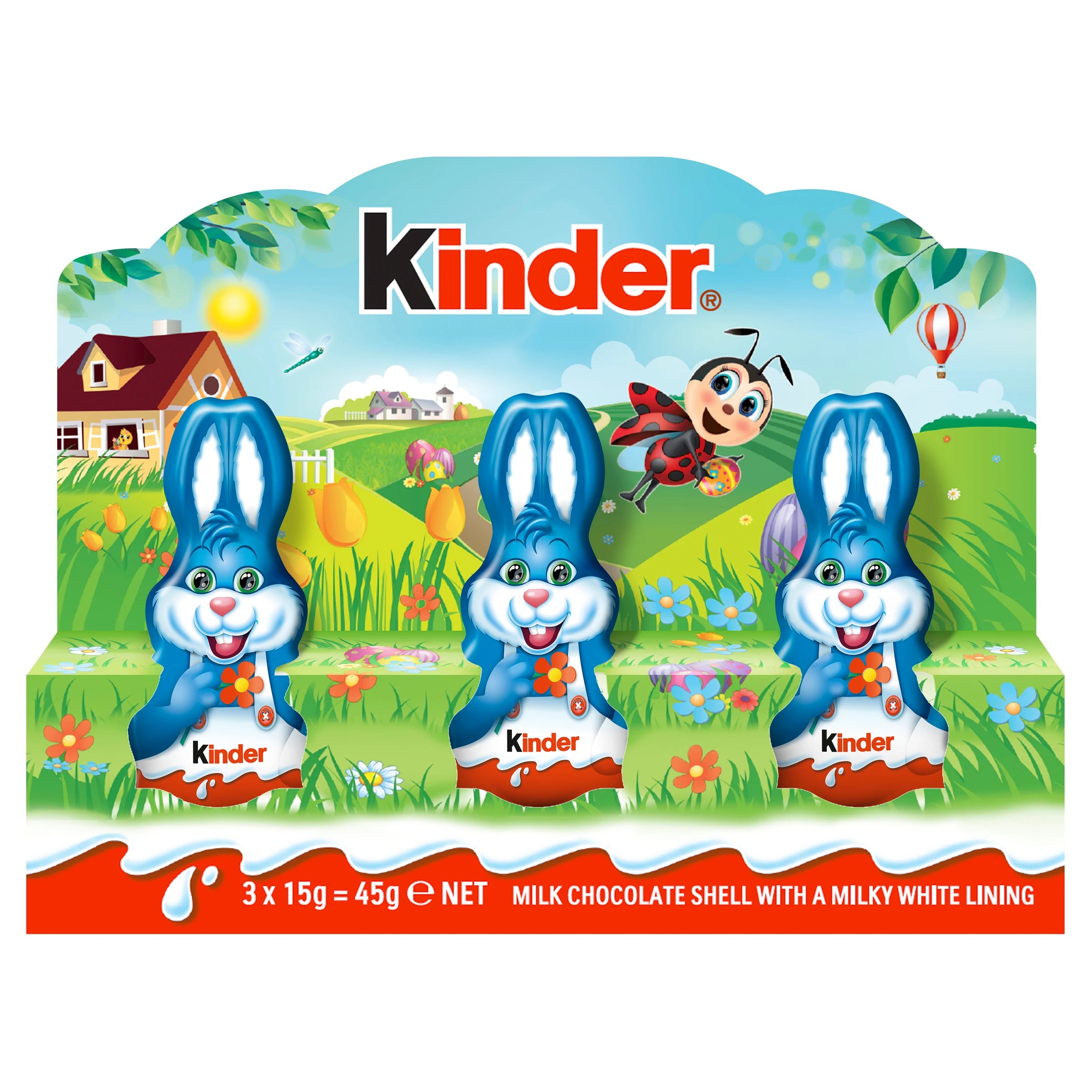 1 Kinder 3 Pack Easter Bunny Milk Chocolate 45g, 1 of 3